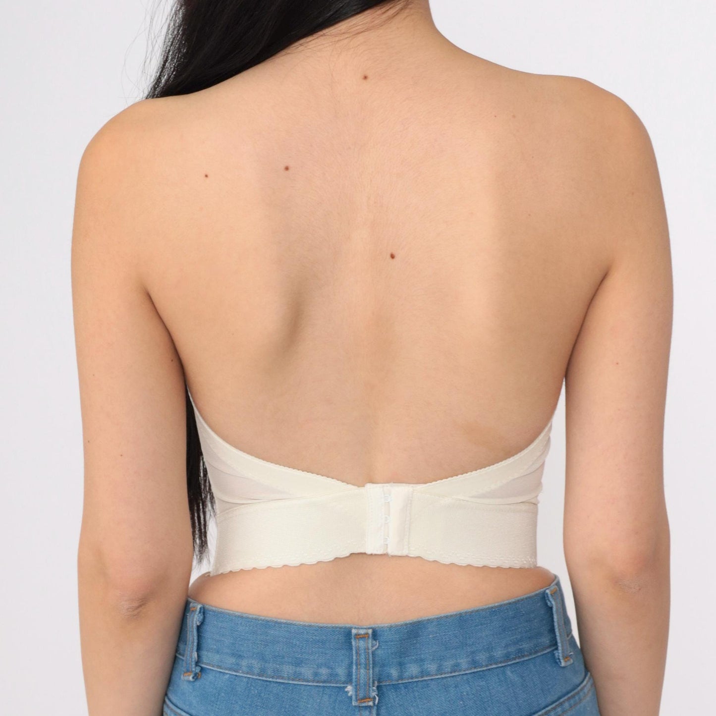 80s Carnival Lace Bustier Corset Off-White Sweetheart Strapless 34B