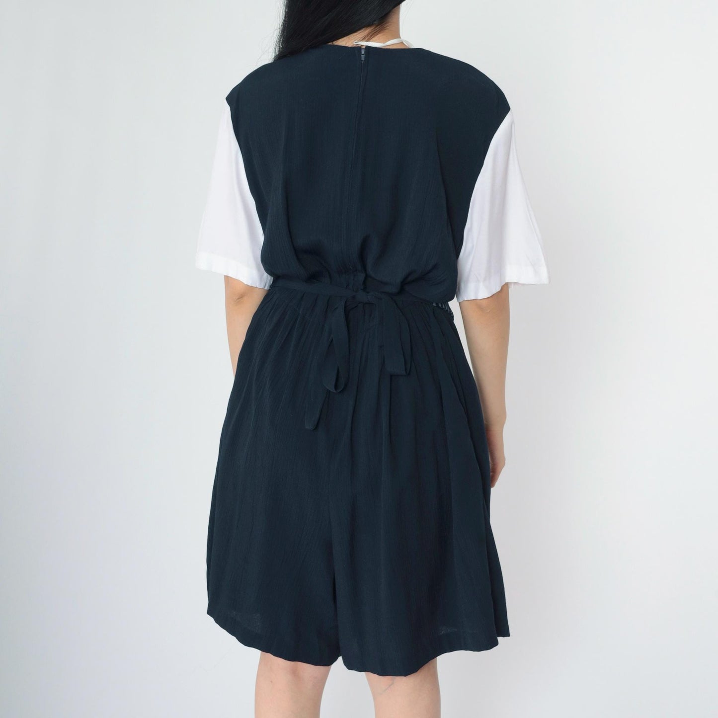 90s Navy Striped Vest Romper Wide Leg Shorts Button Up Large L