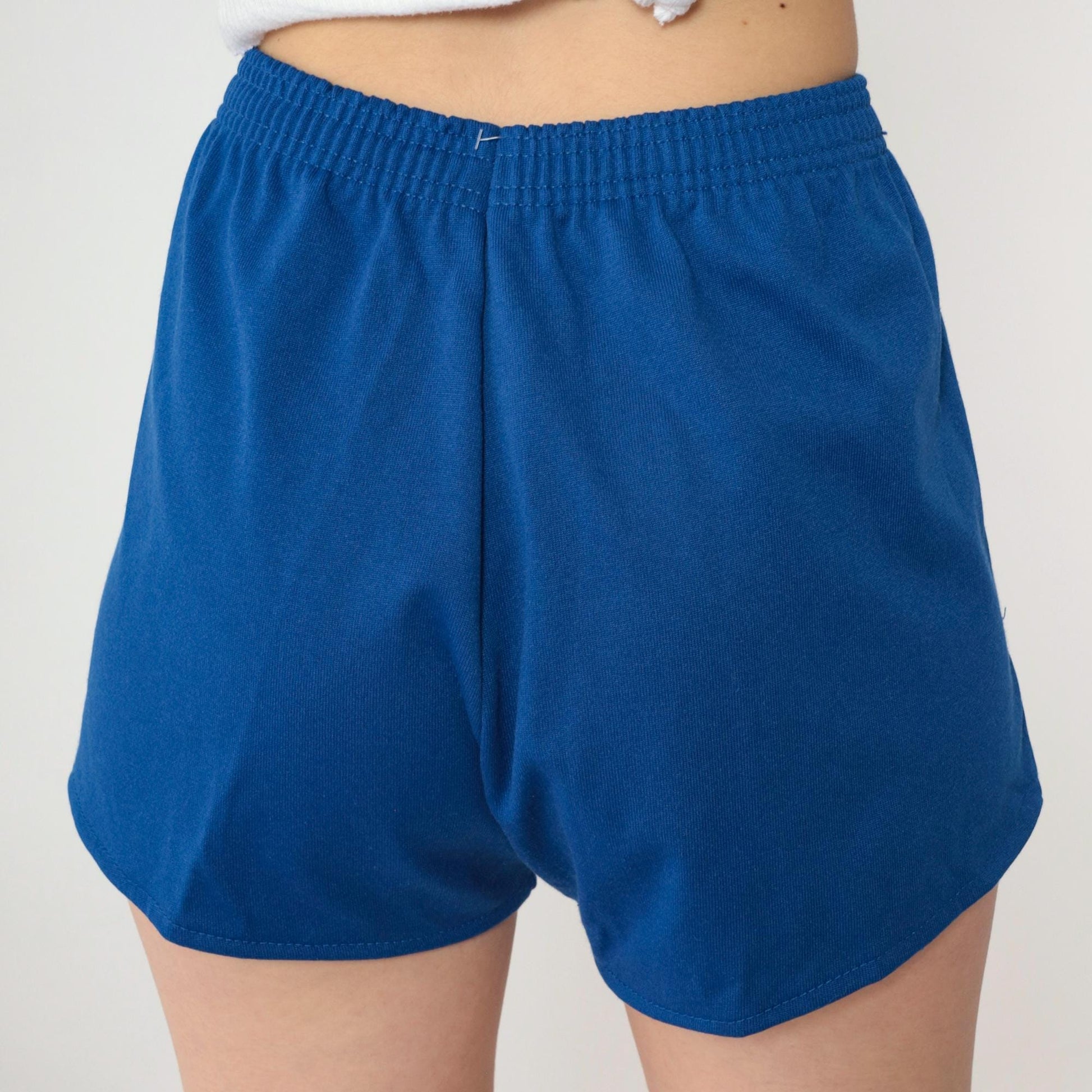 80s Jerzees Russell Blue Running Shorts High Elastic Waist Medium Large