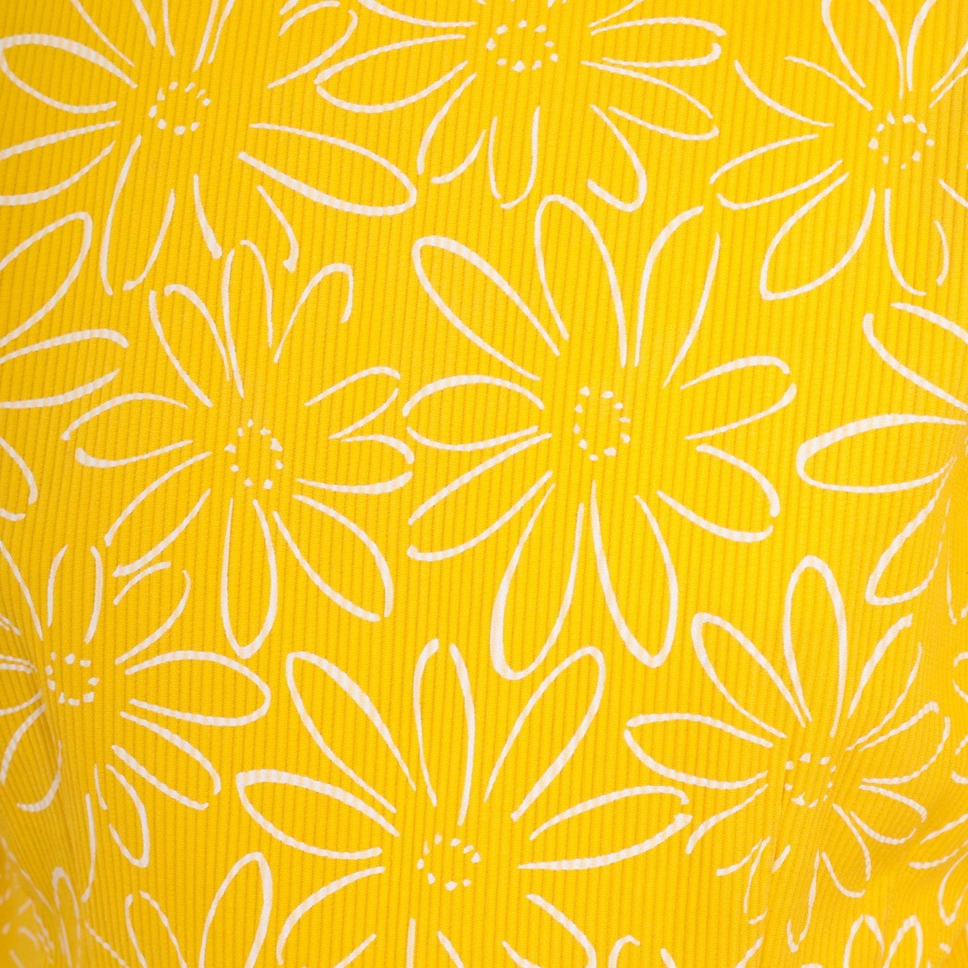 90s Yellow Floral Cotton Sheath Dress Short Sleeve Mini Small 6