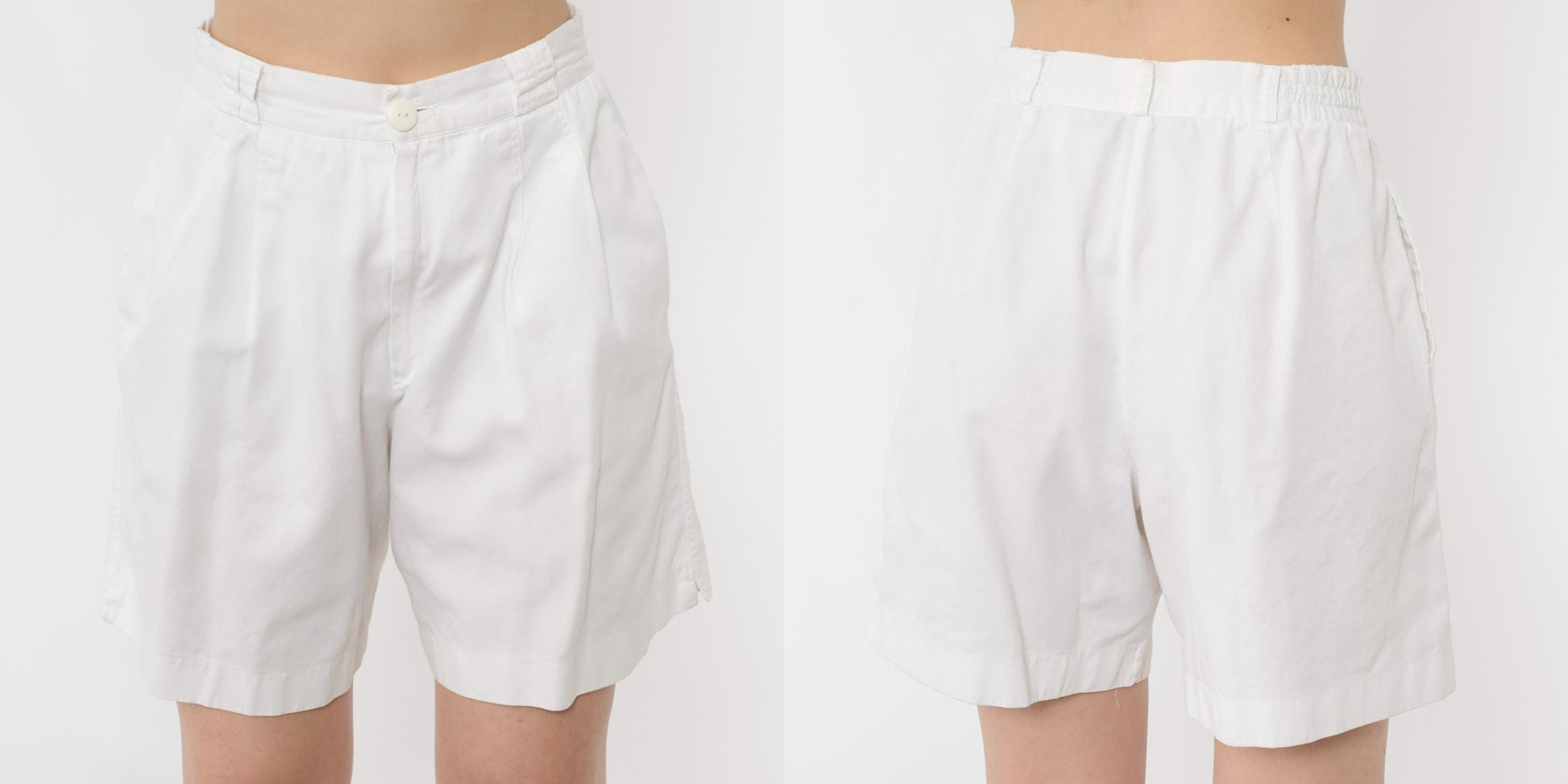 80s White Pleated High-Waist Shorts Cotton Fundamental Things Petites Small