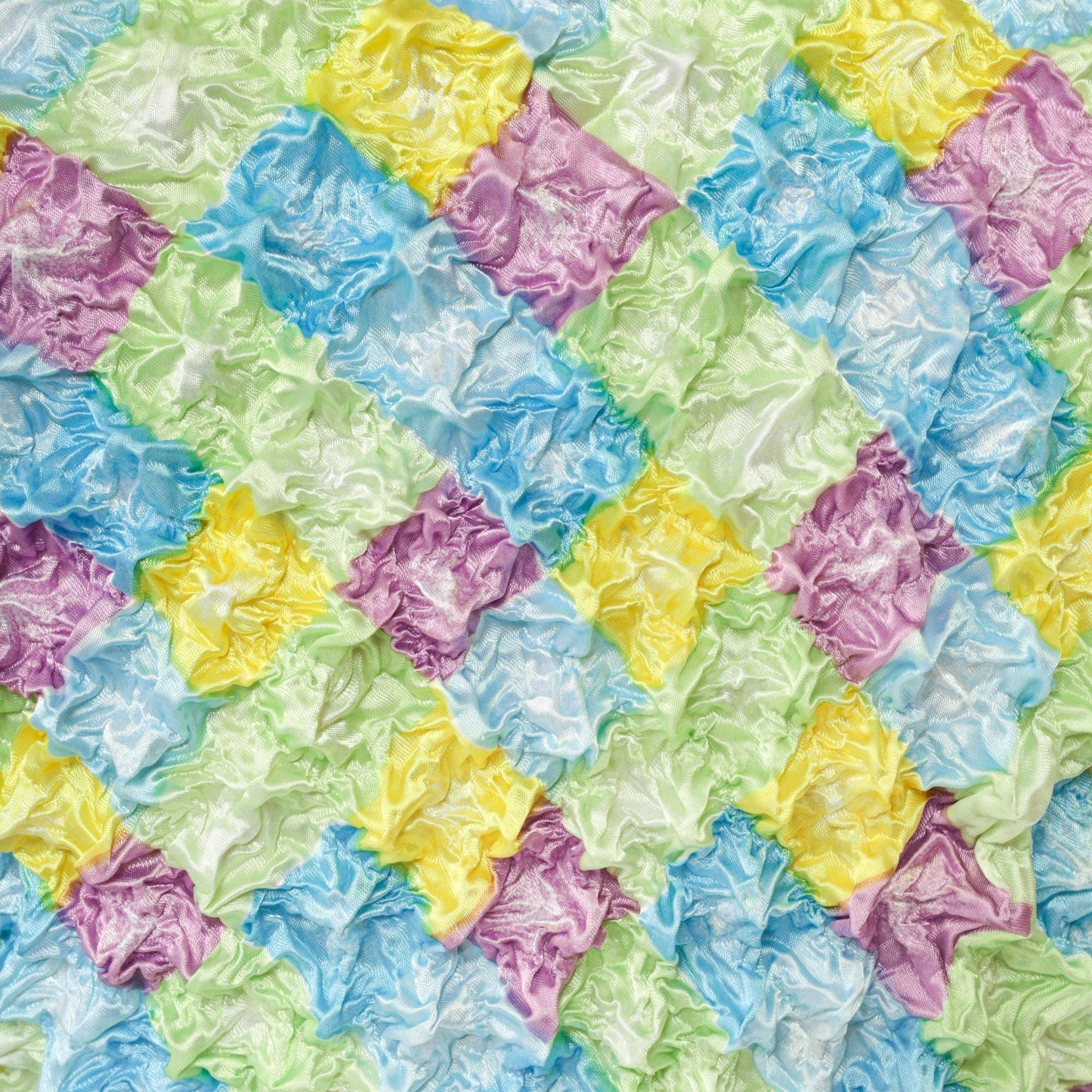 Y2K Pastel Harlequin Diamond Popcorn Shirt Crinkle Stretch Button Up Small