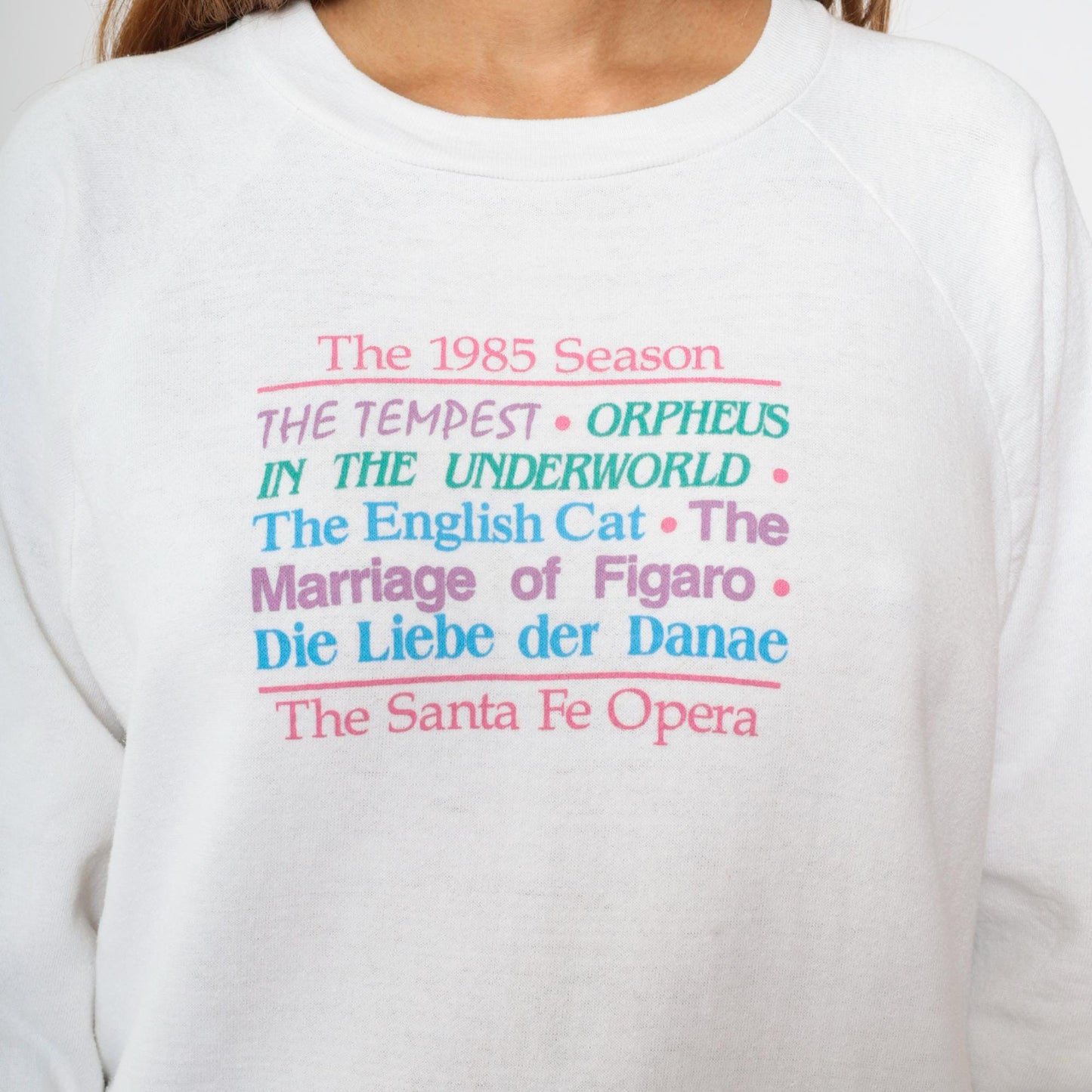 80s Santa Fe Opera Sweatshirt White Graphic Crewneck Raglan Large