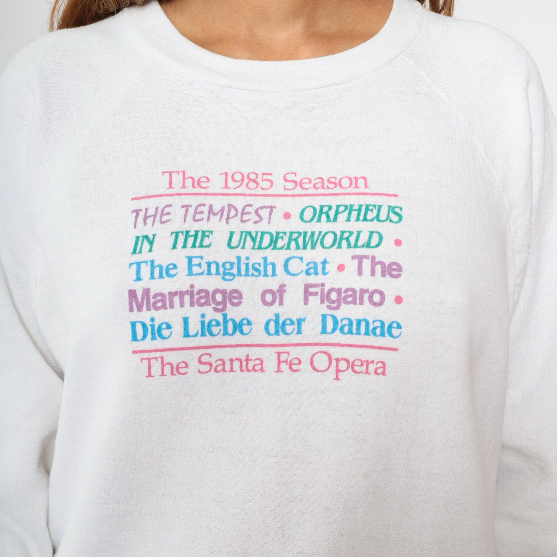 80s Santa Fe Opera Sweatshirt White Graphic Crewneck Raglan Large