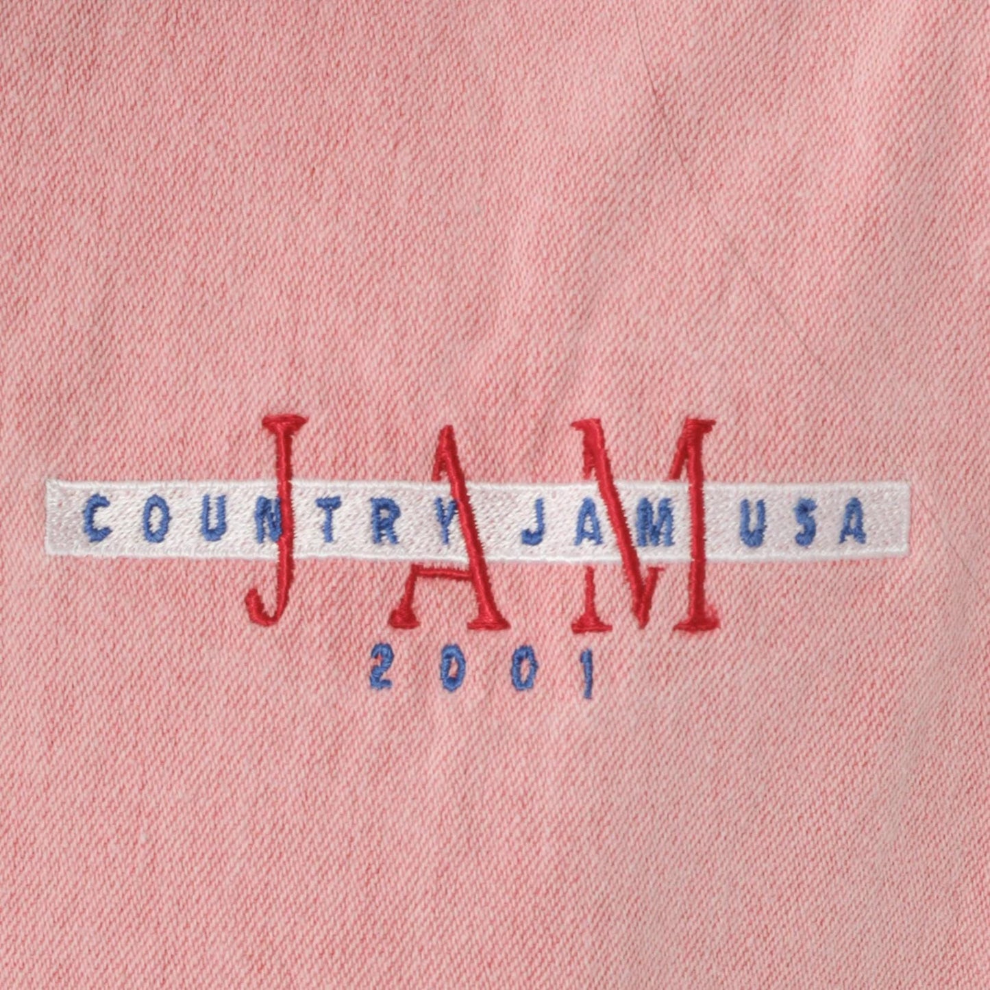 Y2K Country Jam USA 2001 Pink Denim Sleeveless Shirt Embroidered Western Large L
