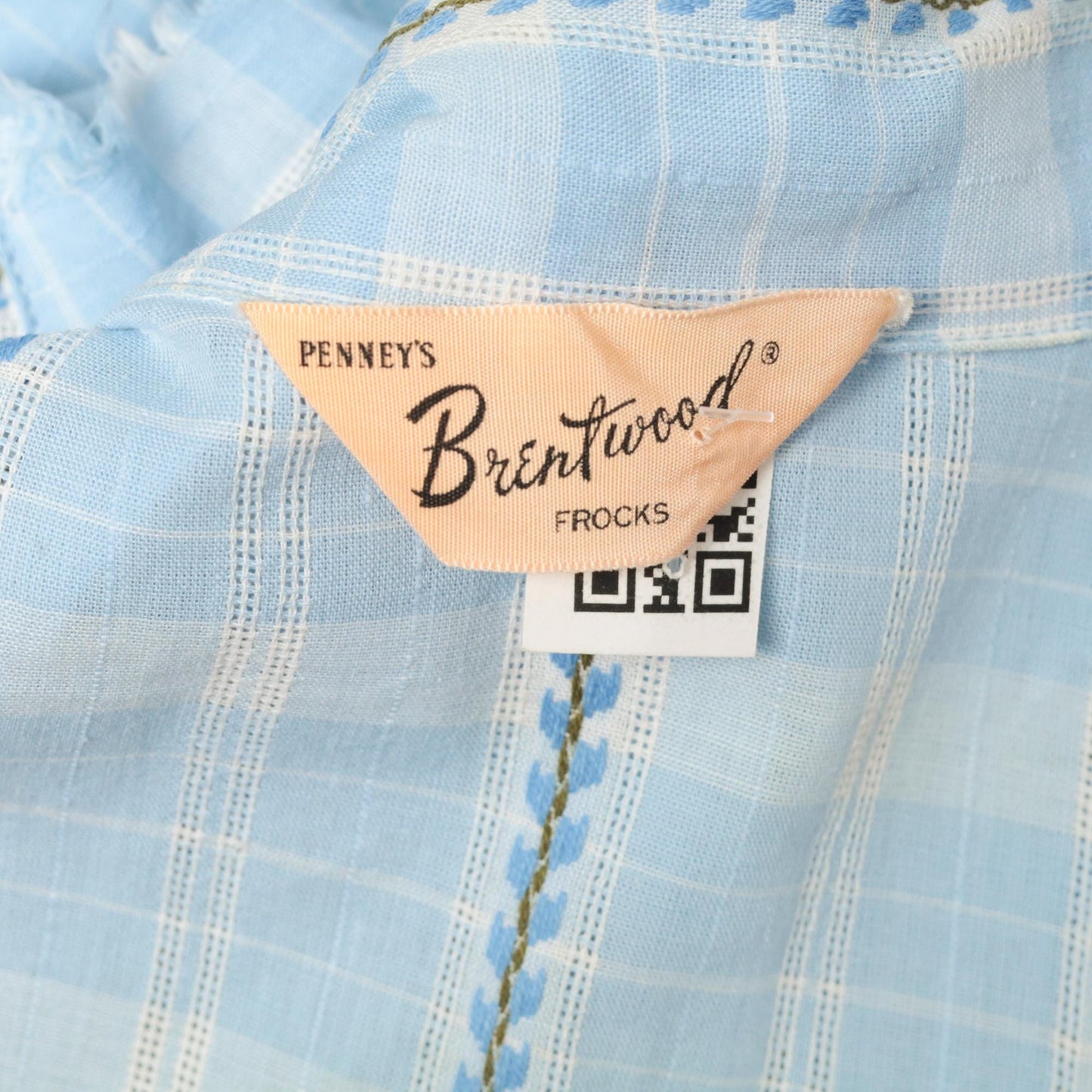 60s Brentwood Frocks Light Blue Plaid Shirtdress High Waist Button Front Small