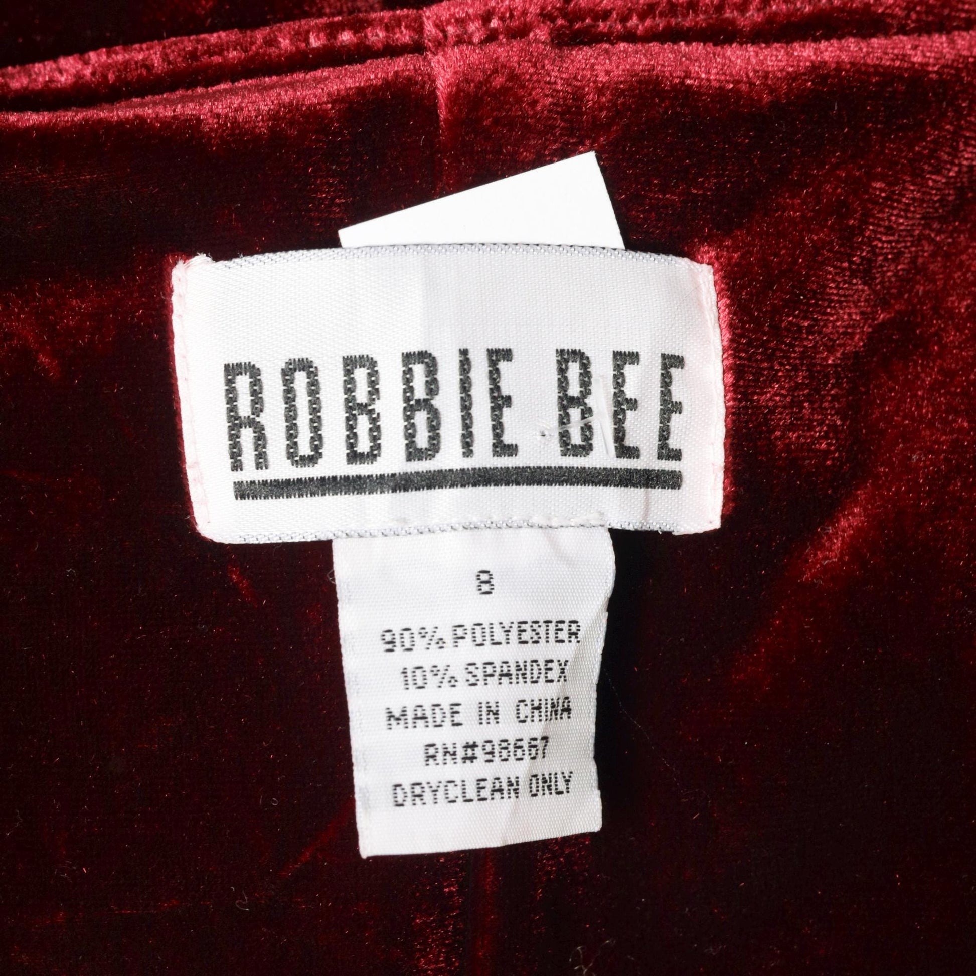 90s Robbie Bee Burgundy Velvet Wrap Dress V-Neck Ruched Knee Length Medium 8