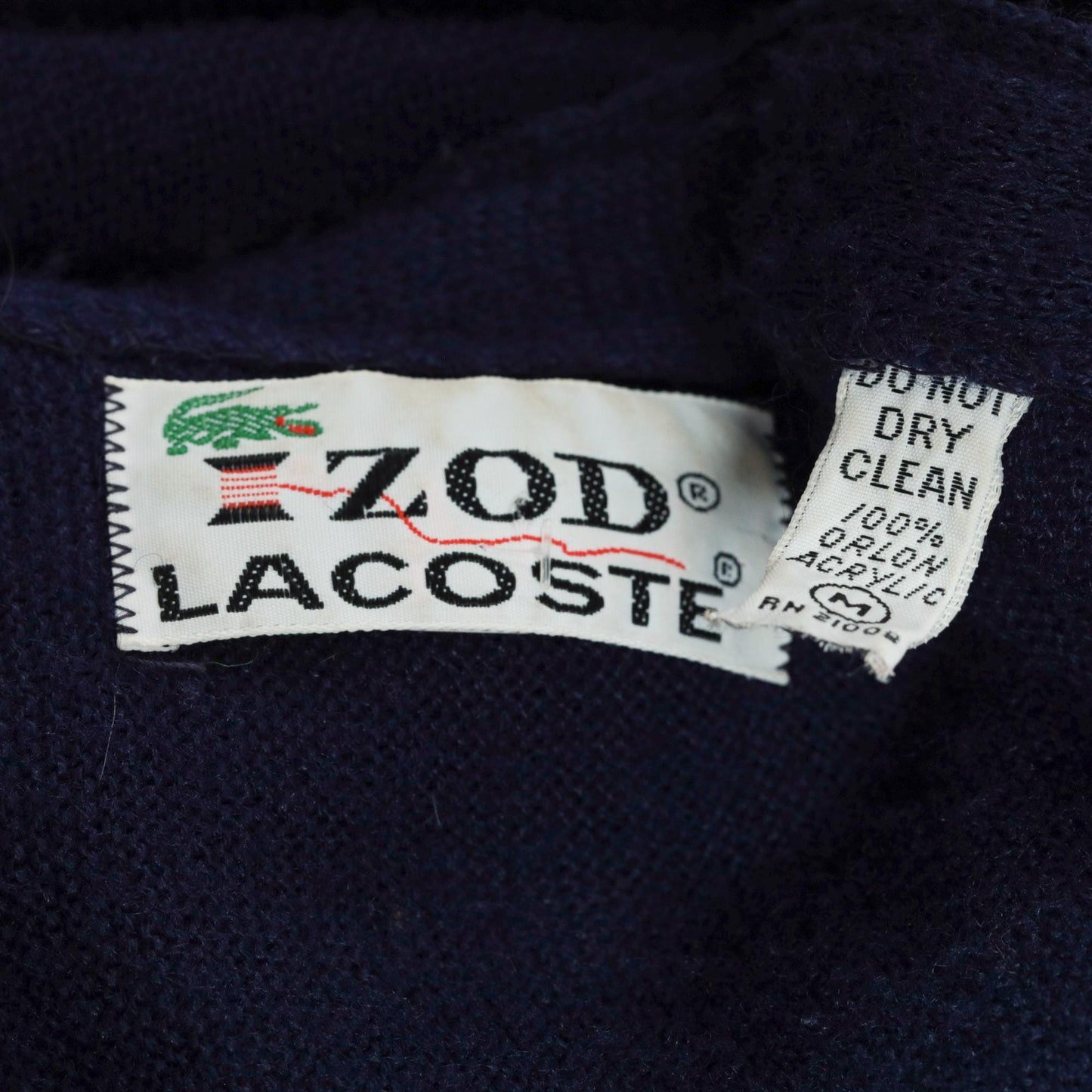 80s Izod Lacoste Navy Cardigan Sweater Crocodile Knit Medium M