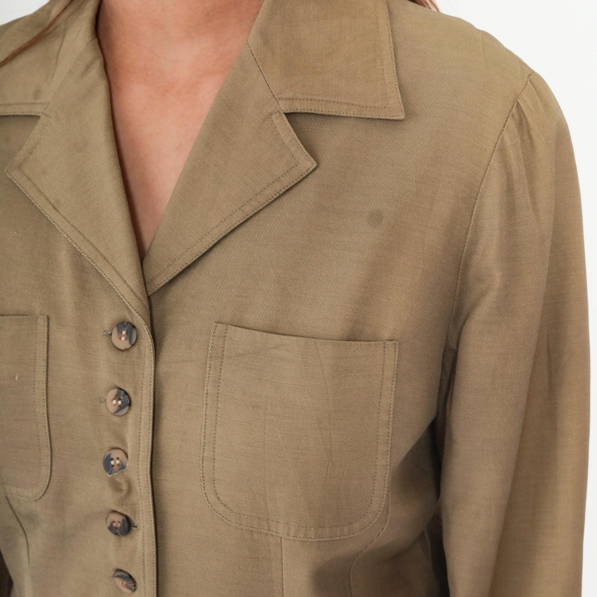 90s Liz Claiborne Tan Utility Blazer Button-Up Jacket Medium M