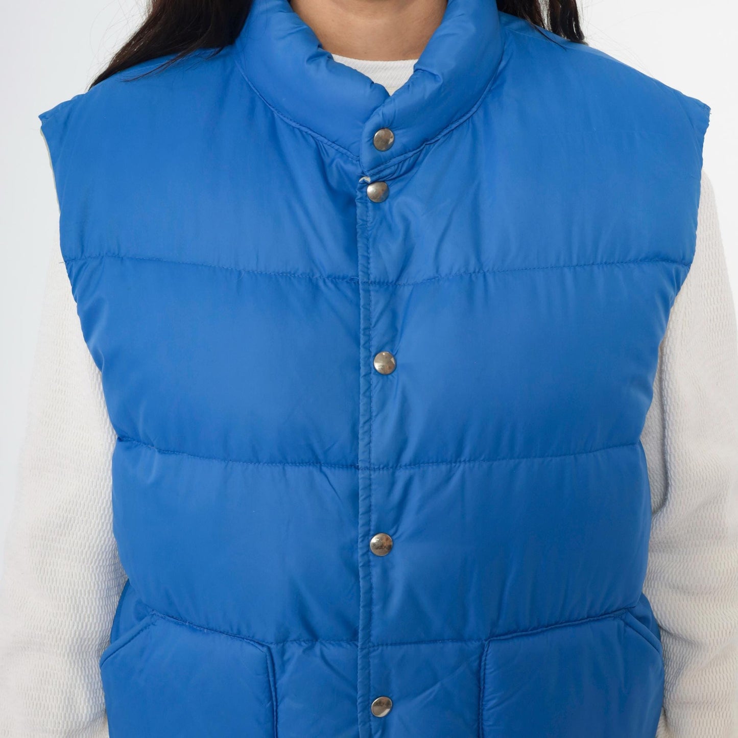 80s Polar Gear Down Puffer Vest Blue Snap Front Sleeveless Extra Large