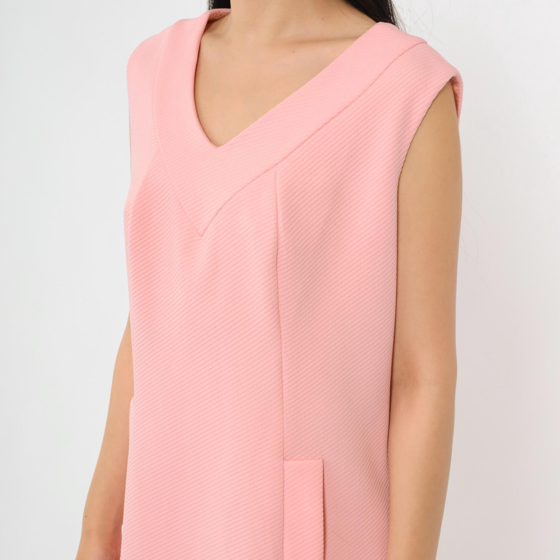 60s Mod Shift Dress Pink Ribbed Knit Sleeveless Mini Medium M