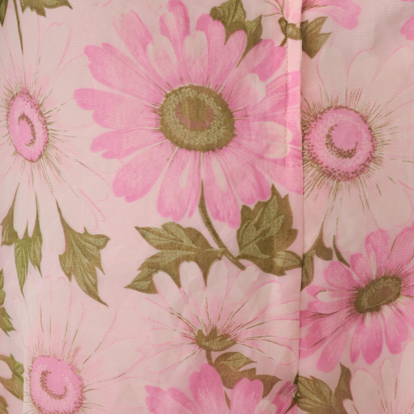 1960s Pink Daisy Floral Mini Dress Empire Waist A-Line Sleeveless Medium 8