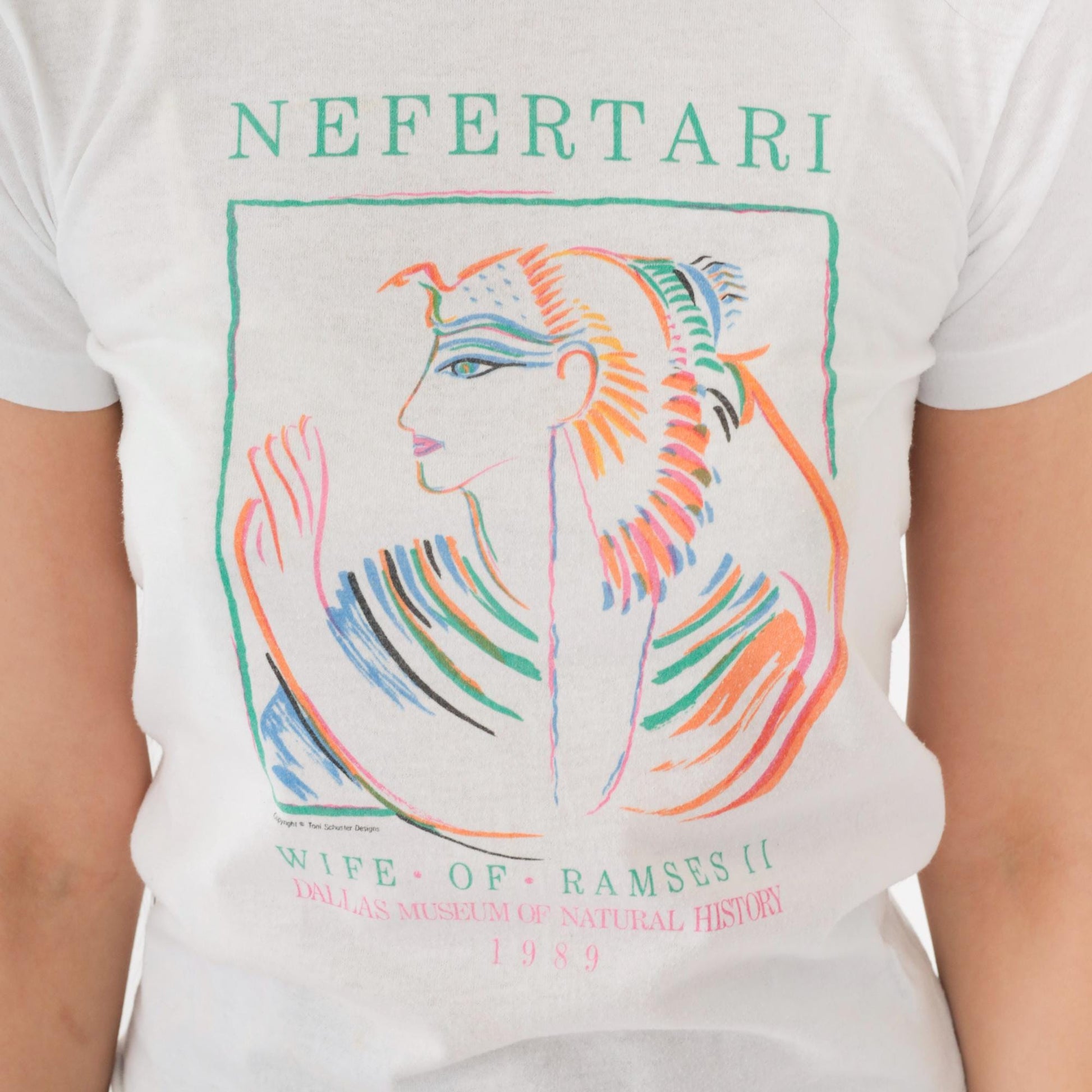 80s Nefertari Queen Egyptian Graphic Tee White Single Stitch XXS