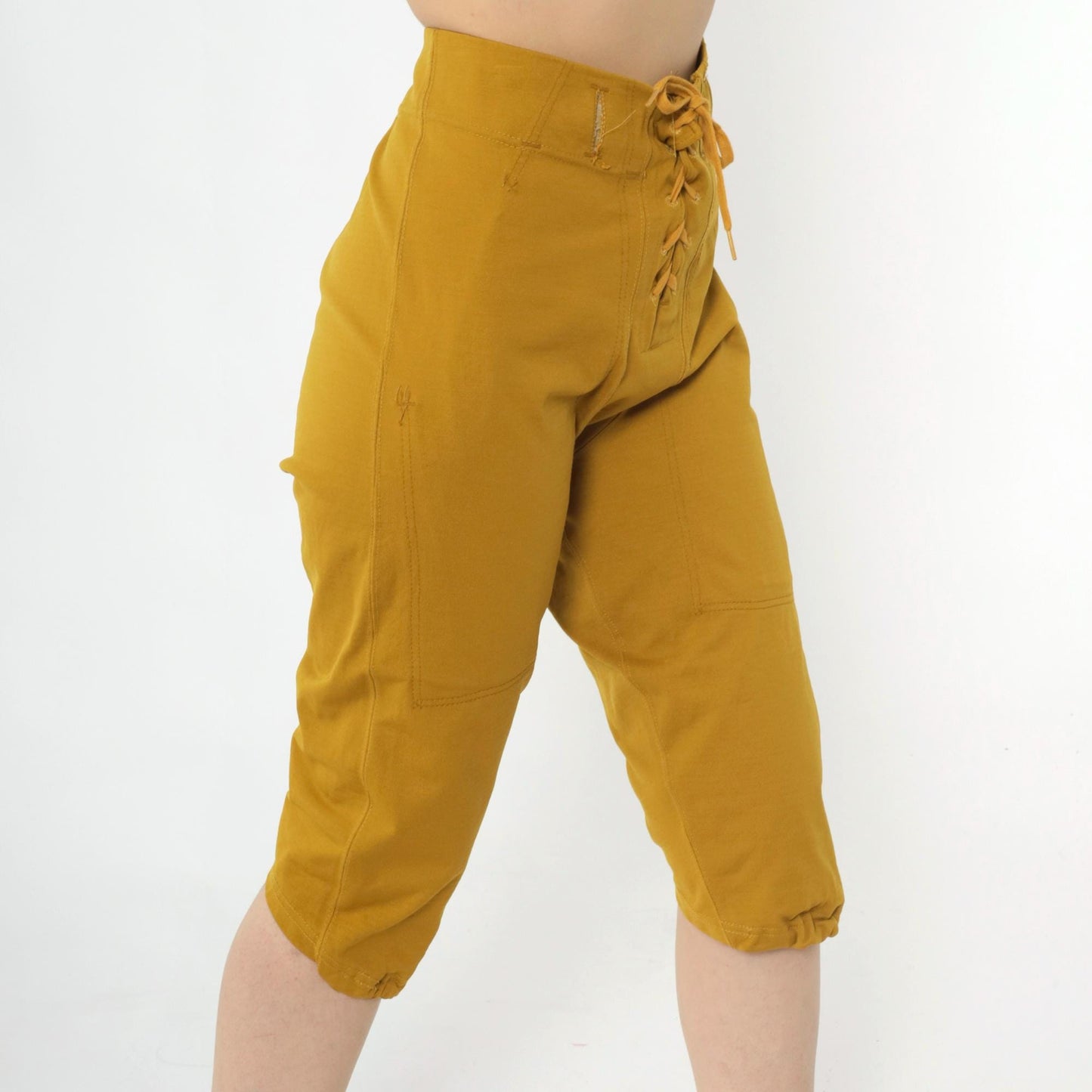 1960s Sand-Knit Football Pants Mustard Gold Lace-Up Cropped Medium