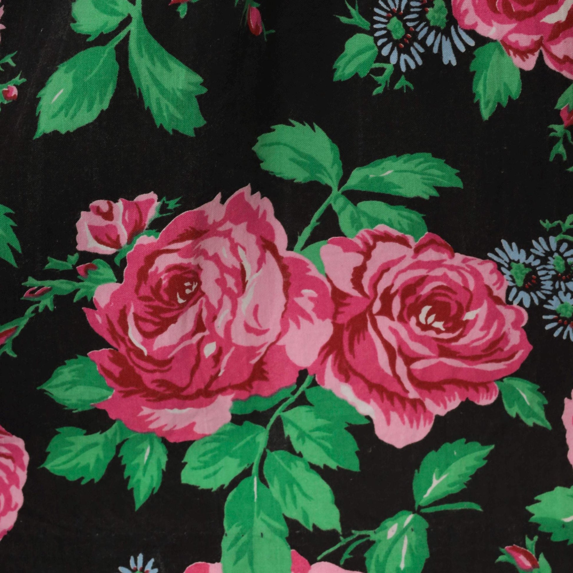 80s Picture Perfect Black Velvet Floral Mini Dress Cap Sleeve Small