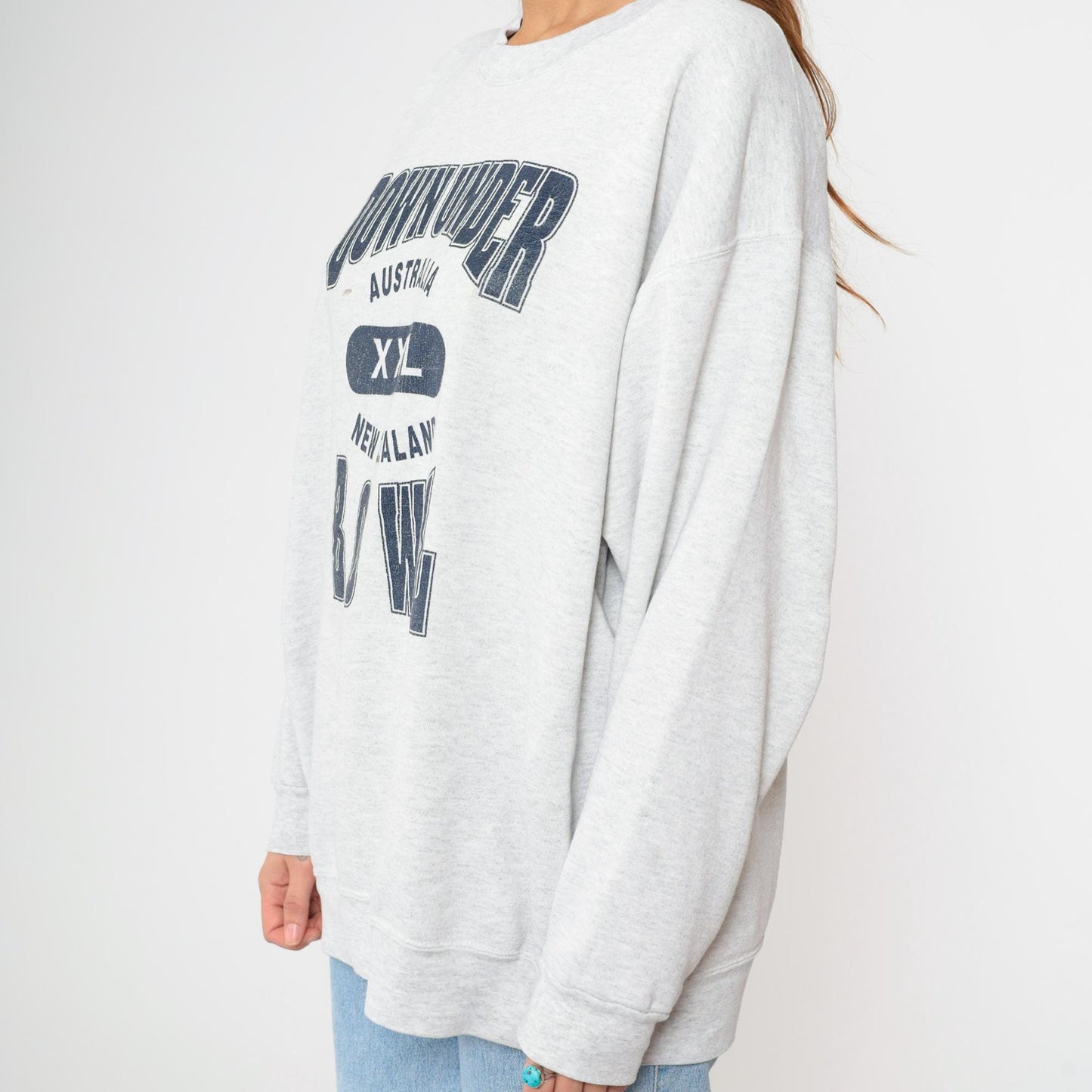 90s Down Under Bowl Australia New Zealand Graphic Sweatshirt Grey XXL