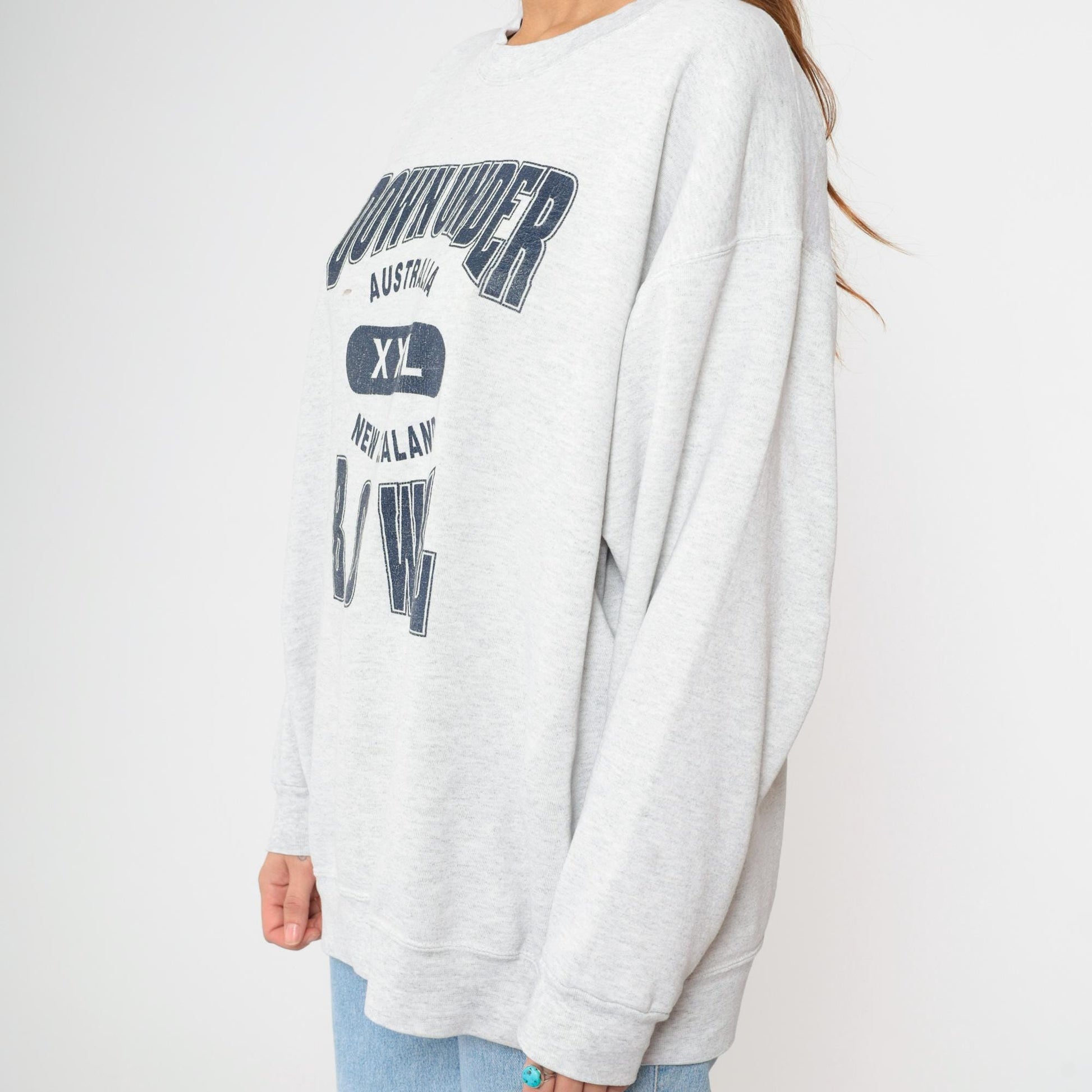 90s Down Under Bowl Australia New Zealand Graphic Sweatshirt Grey XXL