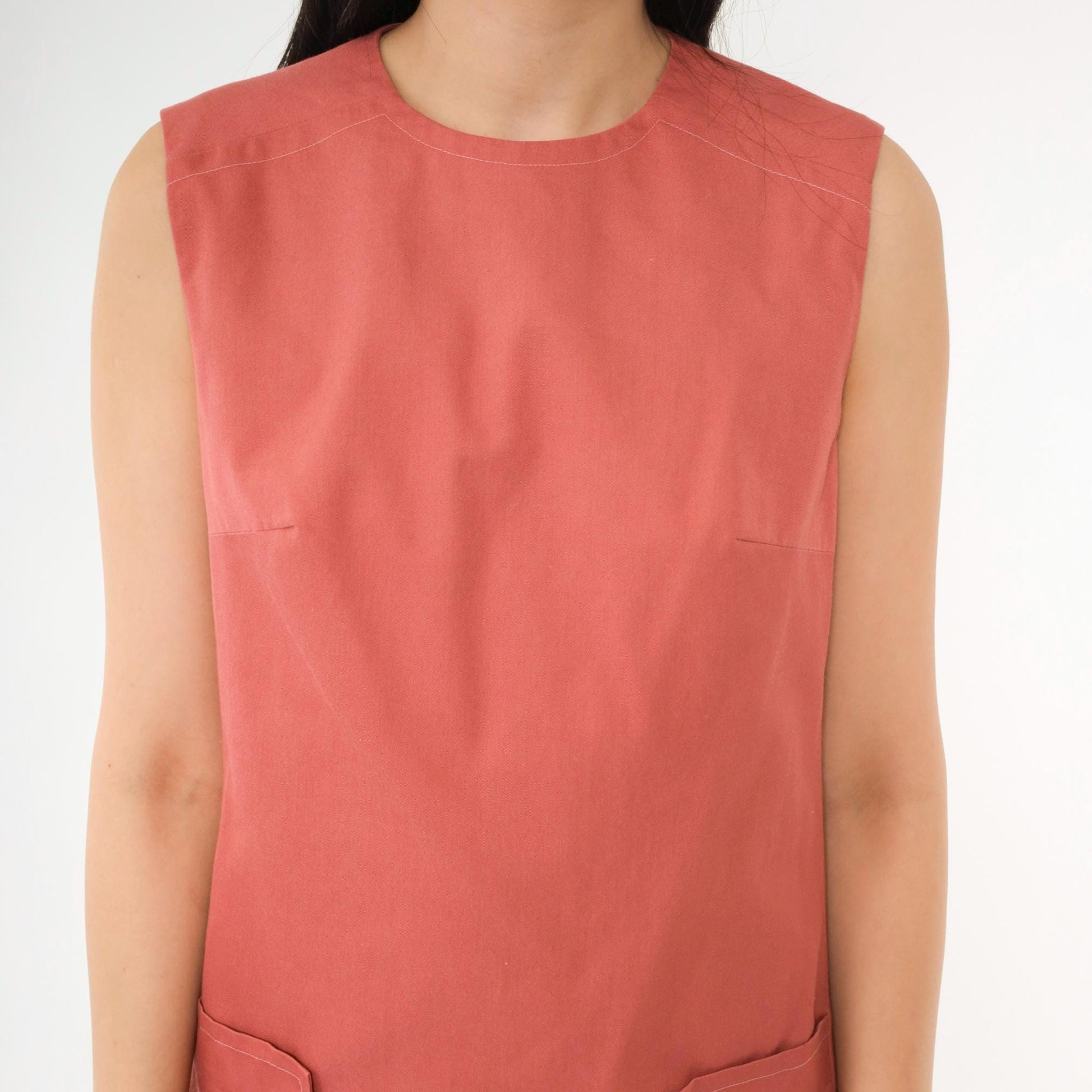 60s Mod Shift Dress Muted Red Sleeveless Knee Length Small