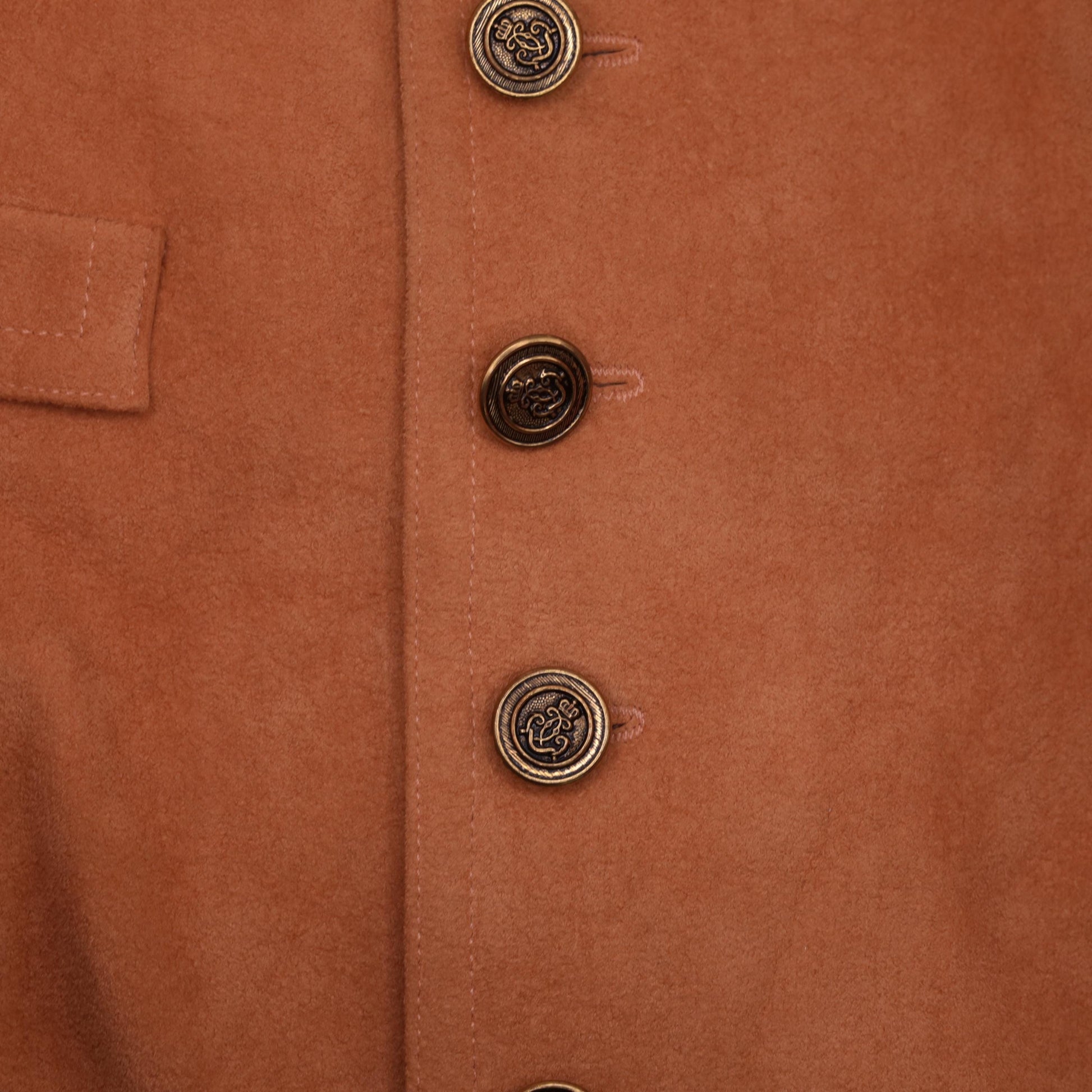 80s Orange Faux Suede Vest Button-Up Tailored Sleeveless Small