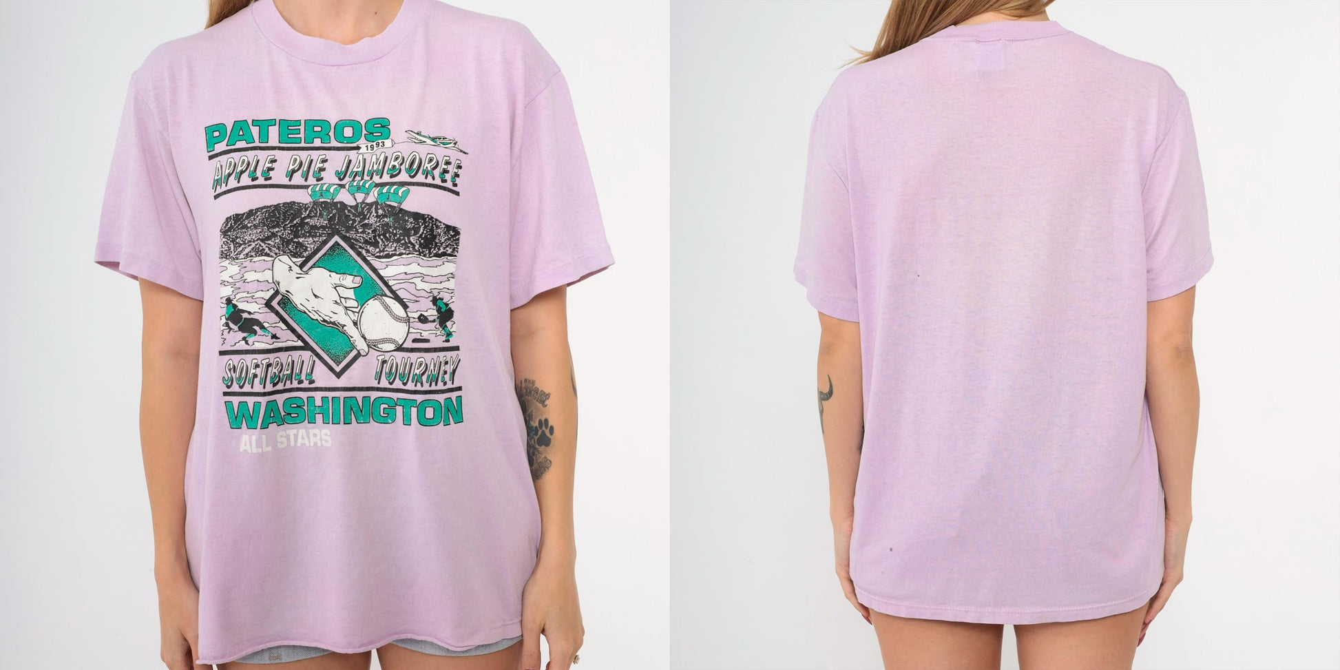 90s Jerzees Pateros Apple Pie Jamboree Softball Tournament T-Shirt Lavender Large L