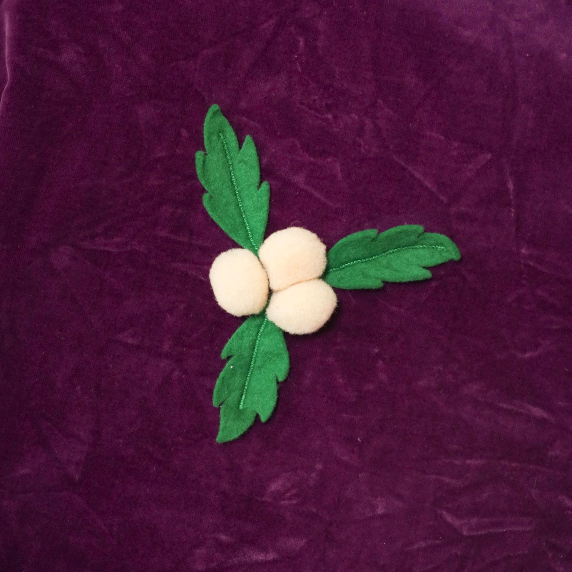 60s Purple Velvet Circle Mini Skirt Appliqué Berries Leaves 2XS
