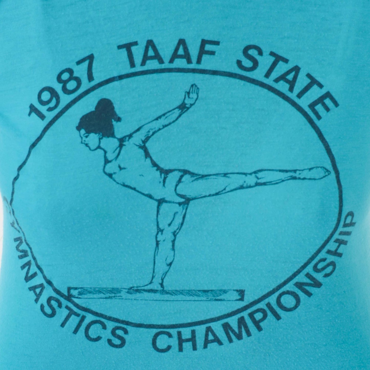 1987 TAAF State Gymnastics Championship T-Shirt Blue Graphic Tee XXS