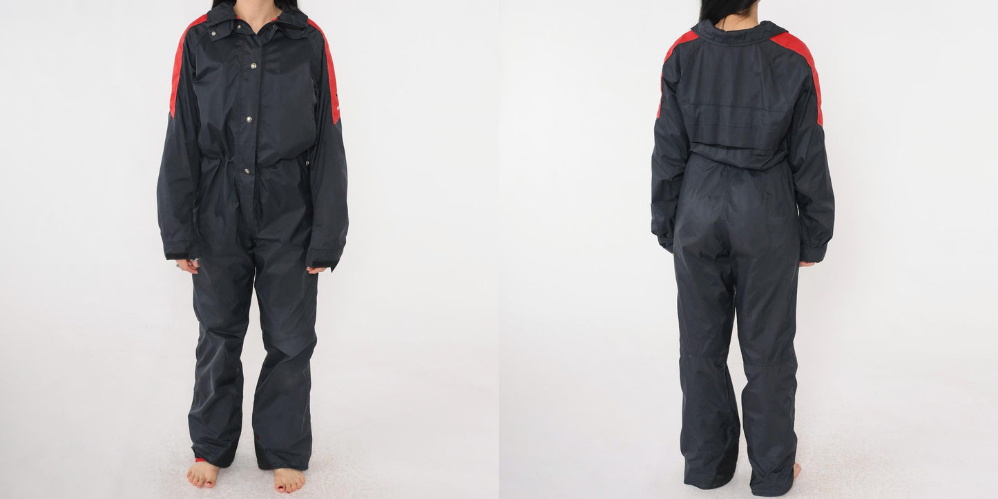 90s North Face Extreme Gore-Tex Ski Suit Black Red One-Piece Snowsuit Medium