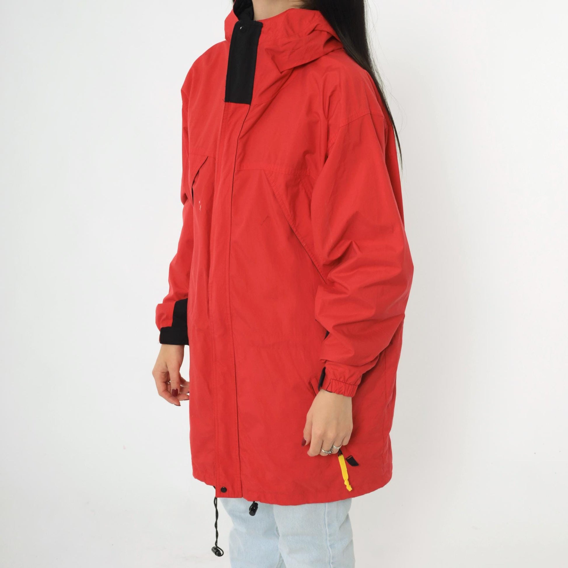 90s Marlboro Windbreaker Jacket Red Nylon Hooded Full Zip Large L
