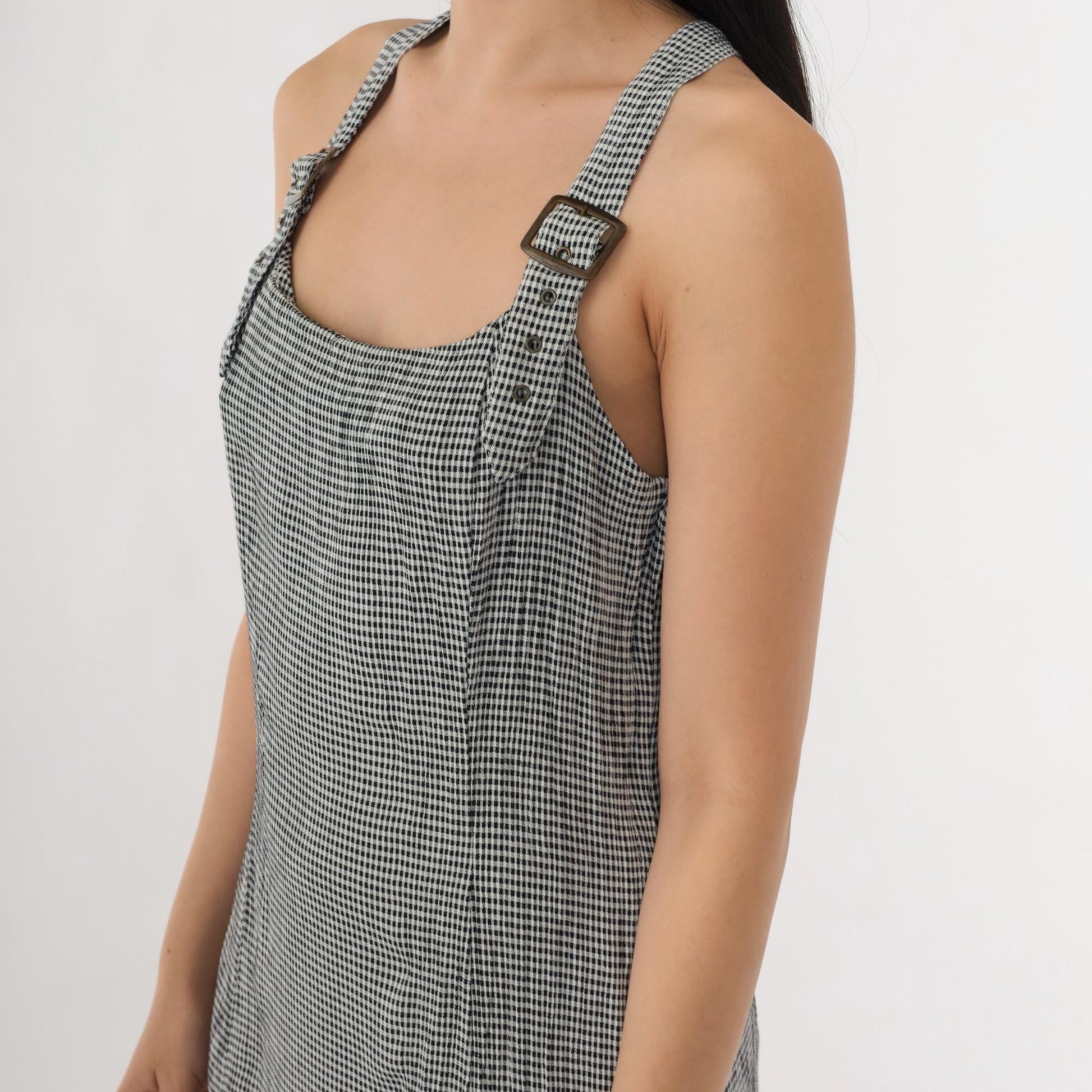 90s Express Black Gingham Mini Dress Racerback Sleeveless Small