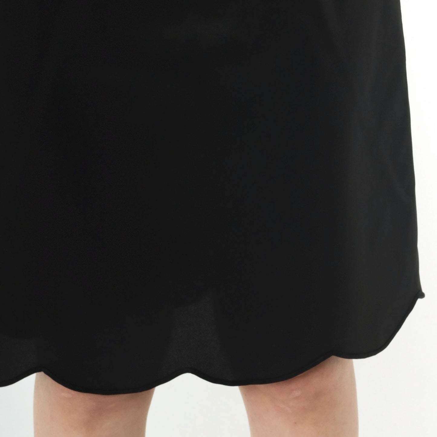60s Vanity Fair Black Slip Skirt Scalloped Hem Lingerie Small