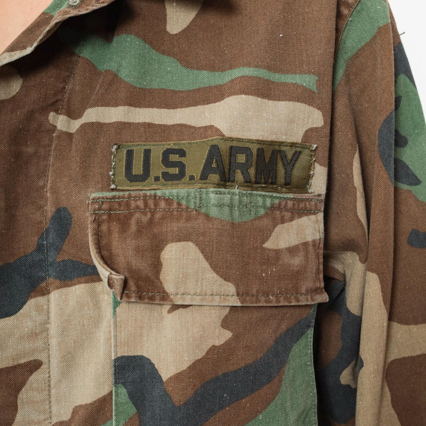 90s US Army Woodland Camouflage Field Jacket Button Up Small Regular