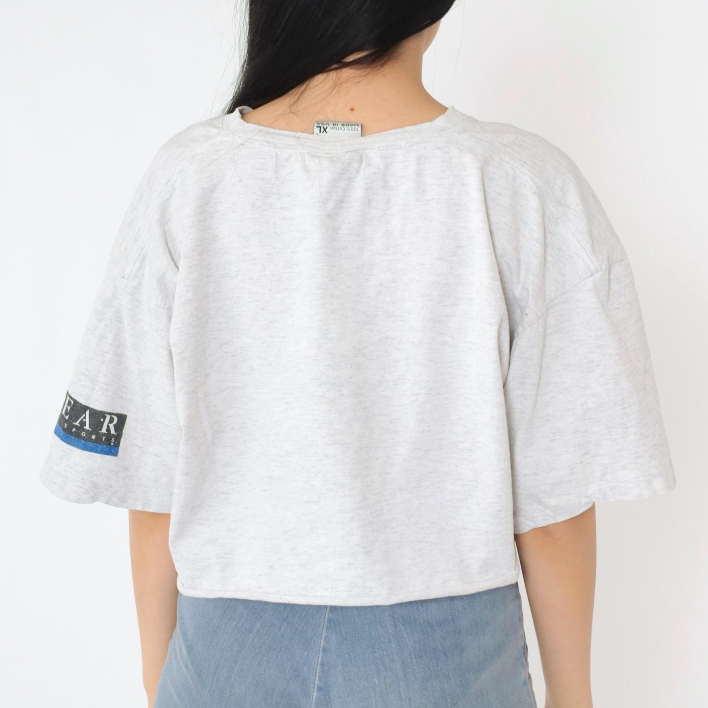 90s University of Utah Utes Crop Top Grey Graphic T-Shirt Cotton Medium