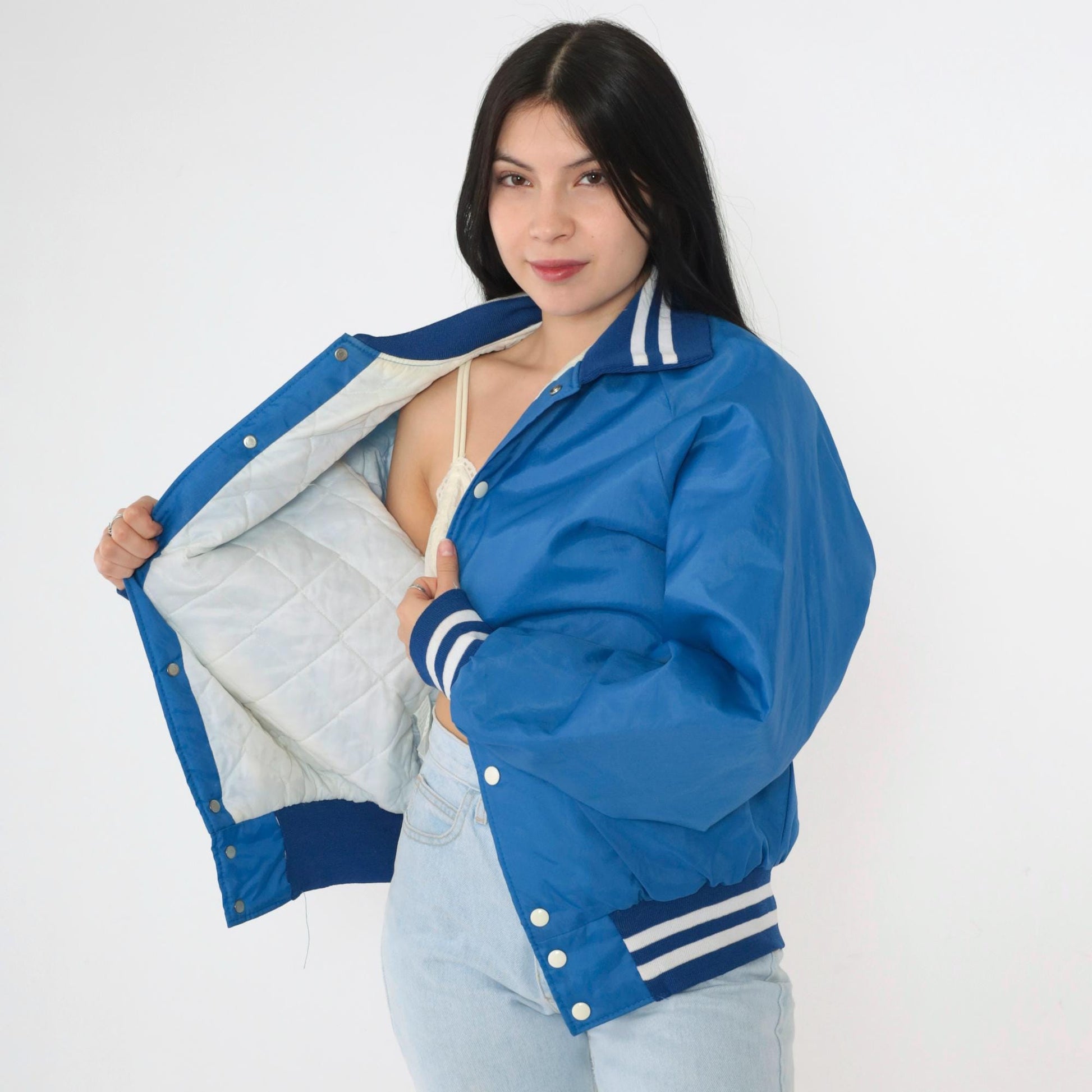90s Gregory Electric Blue Bomber Jacket Nylon Snap Windbreaker Medium M