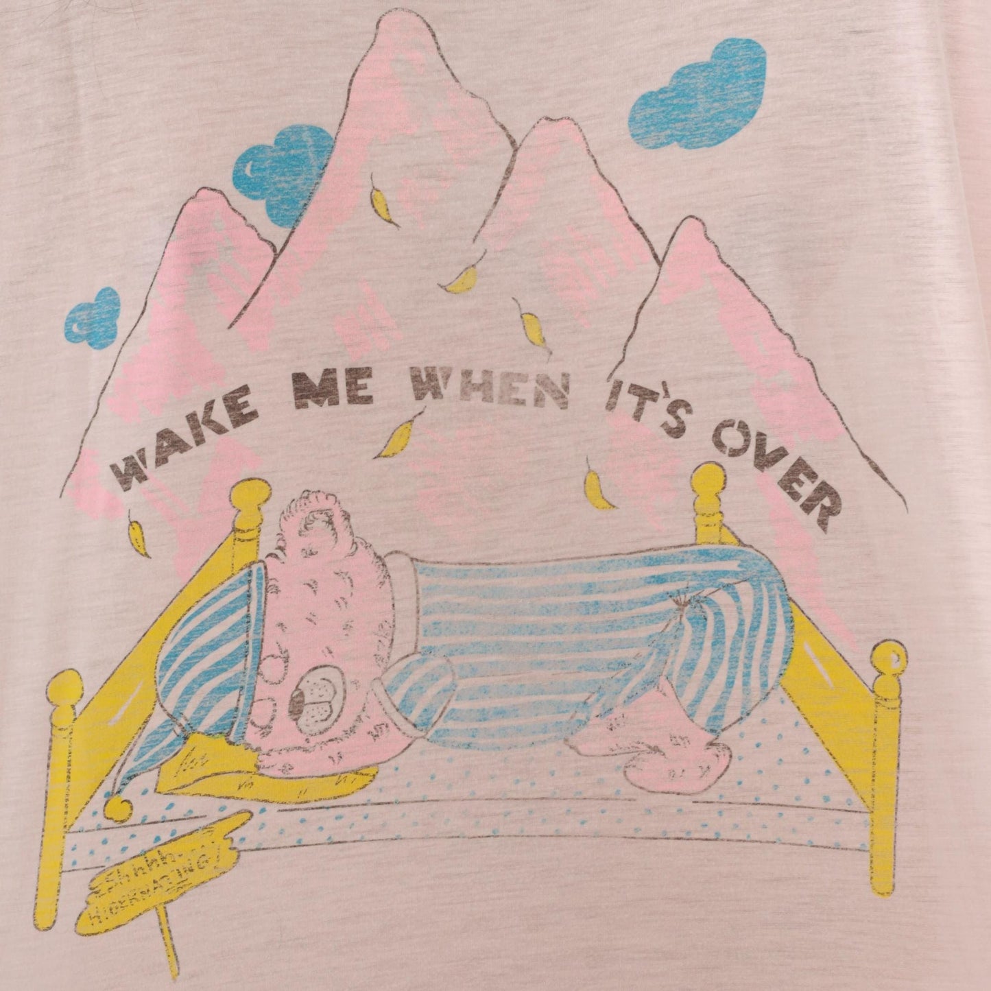 80s Teddy Bear Pajama Dress Wake Me When It's Over Ringer Nightgown Pink Small