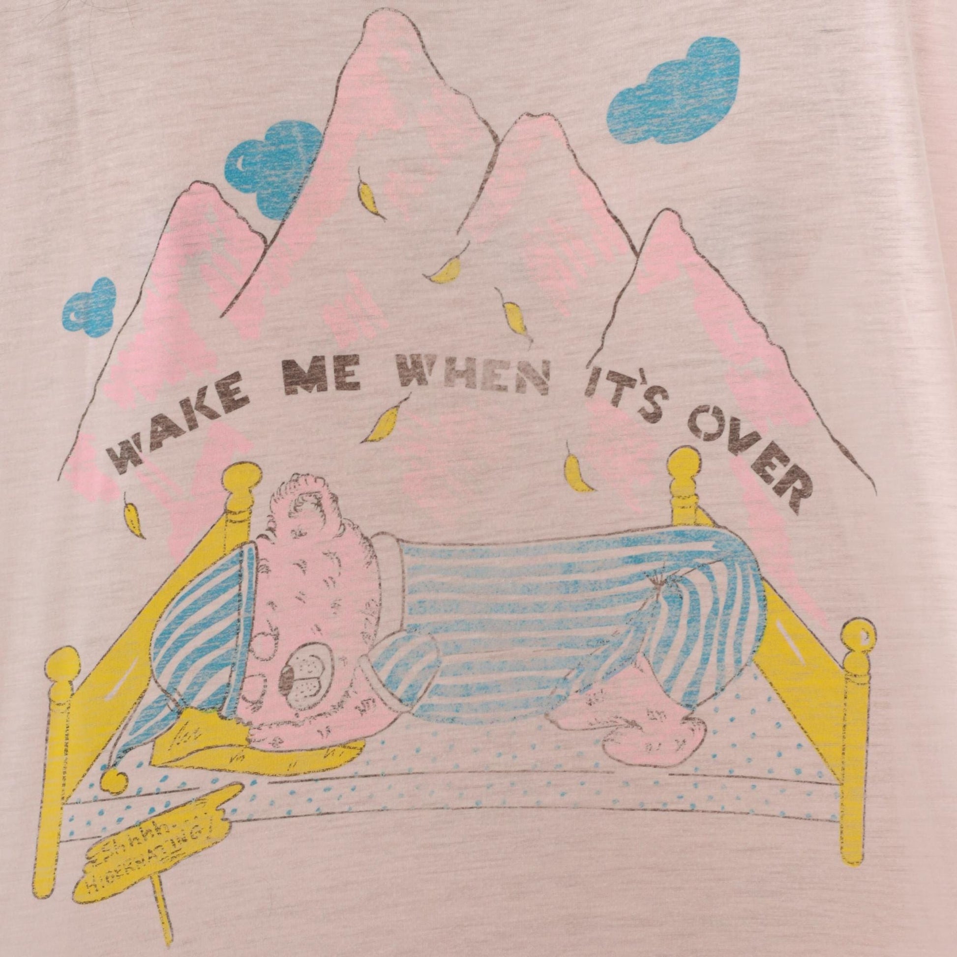 80s Teddy Bear Pajama Dress Wake Me When It's Over Ringer Nightgown Pink Small