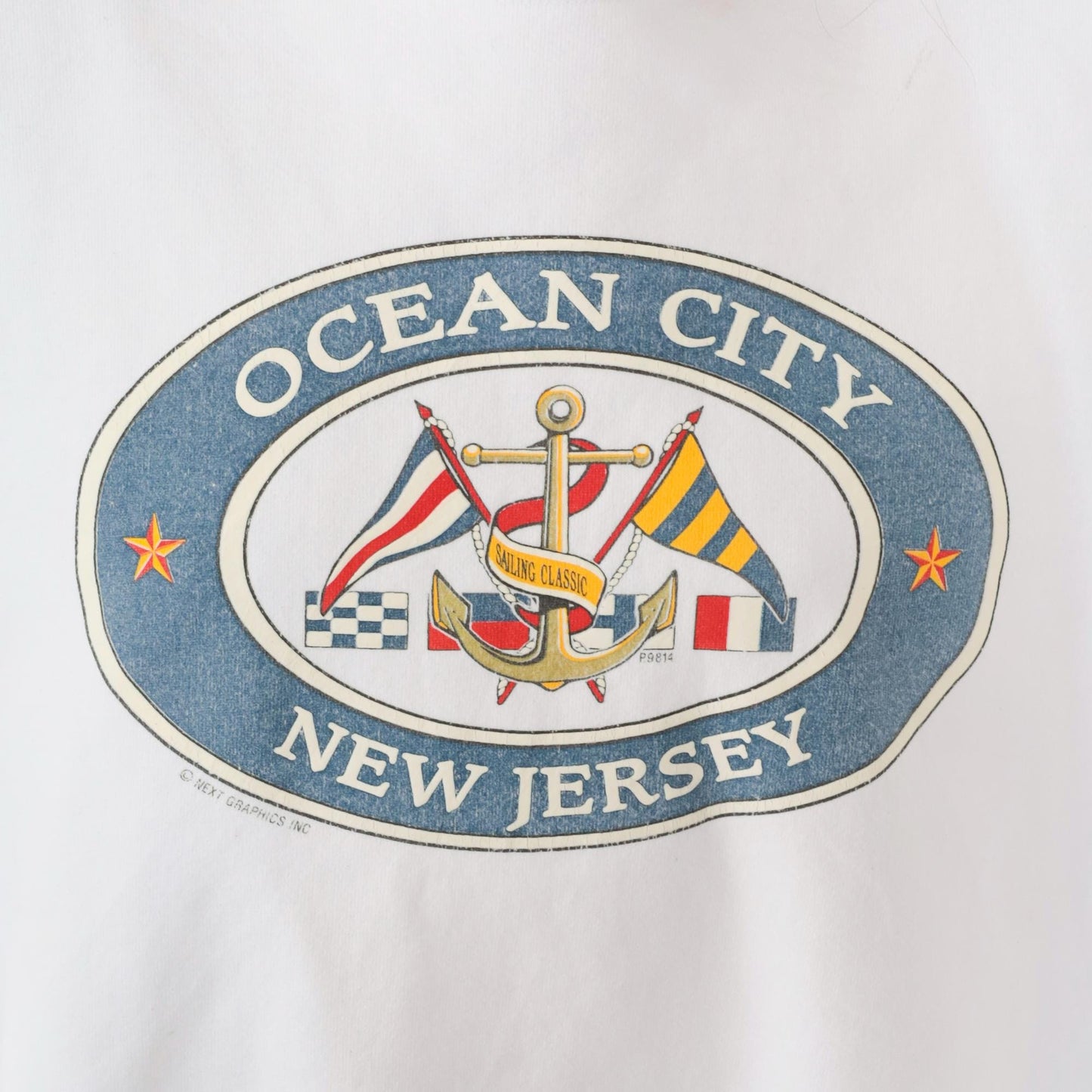 90s Ocean City New Jersey Nautical Anchor Graphic Sweatshirt White Crewneck XXL