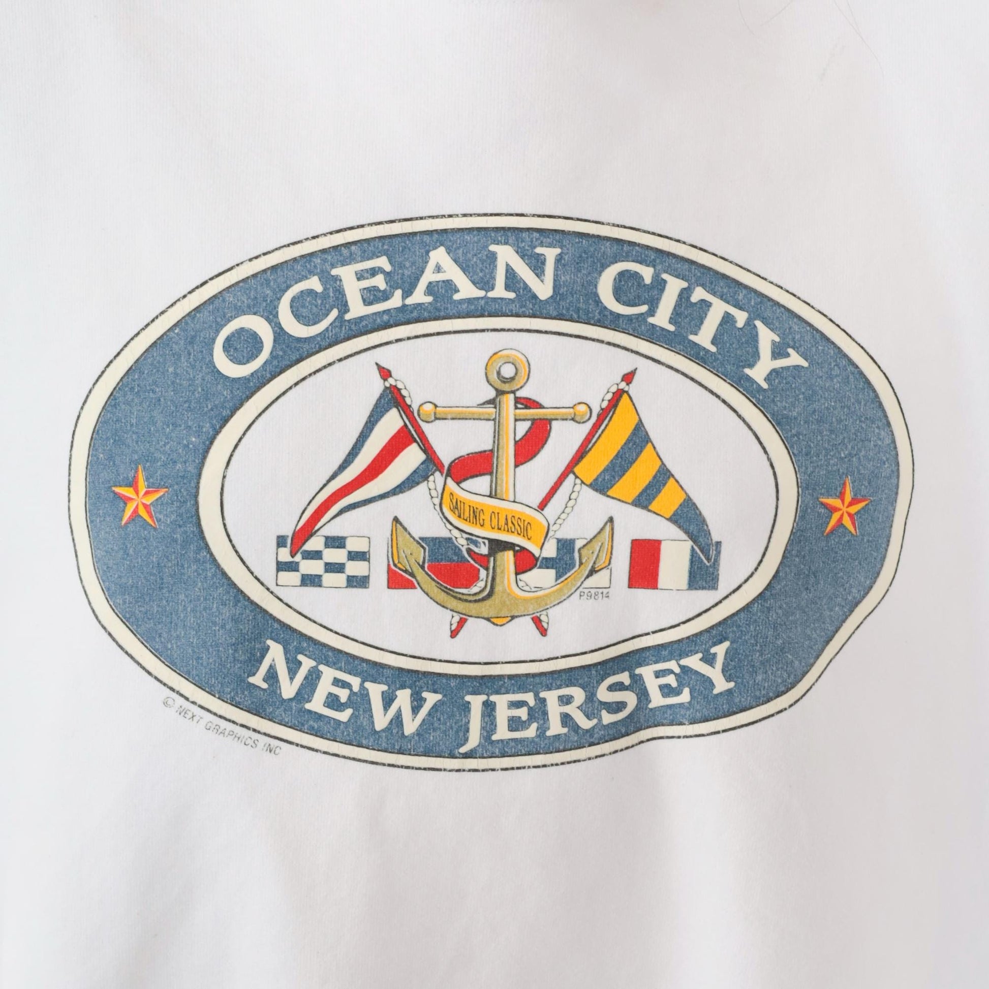 90s Ocean City New Jersey Nautical Anchor Graphic Sweatshirt White Crewneck XXL
