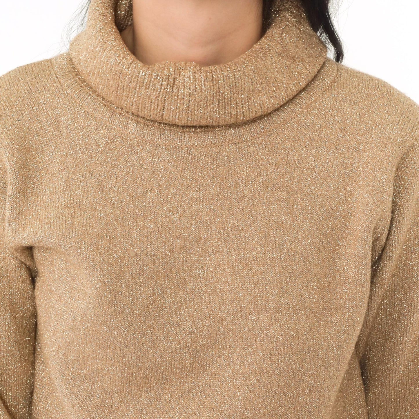 90s Jeanne Pierre Metallic Gold Turtleneck Sweater Small S