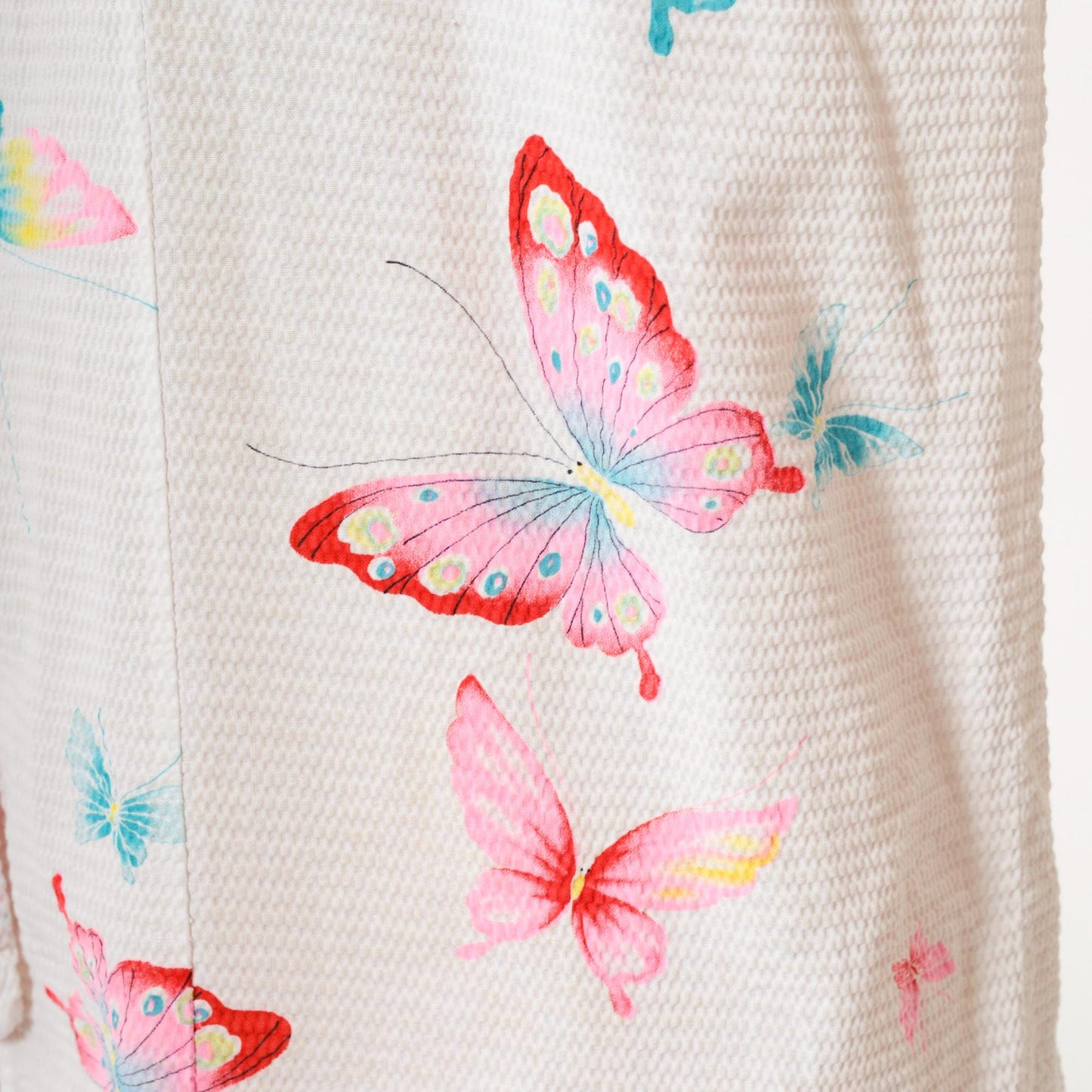 70s Butterfly Kimono Robe White Open Front Half-Sleeve Dressing Gown Small