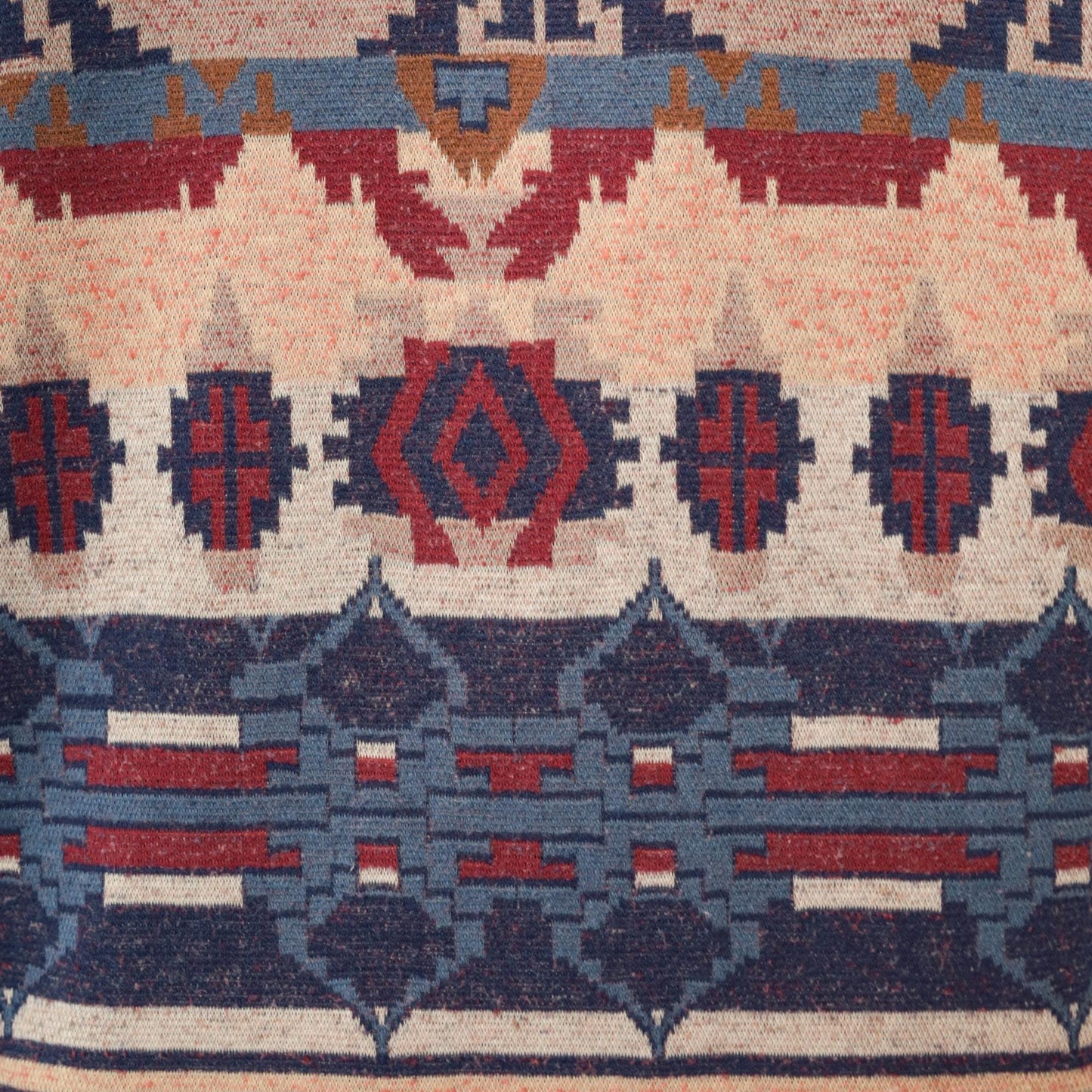 90s Southwestern Tapestry Button Up Blouse Navy Blue Red Long Sleeve Extra Small
