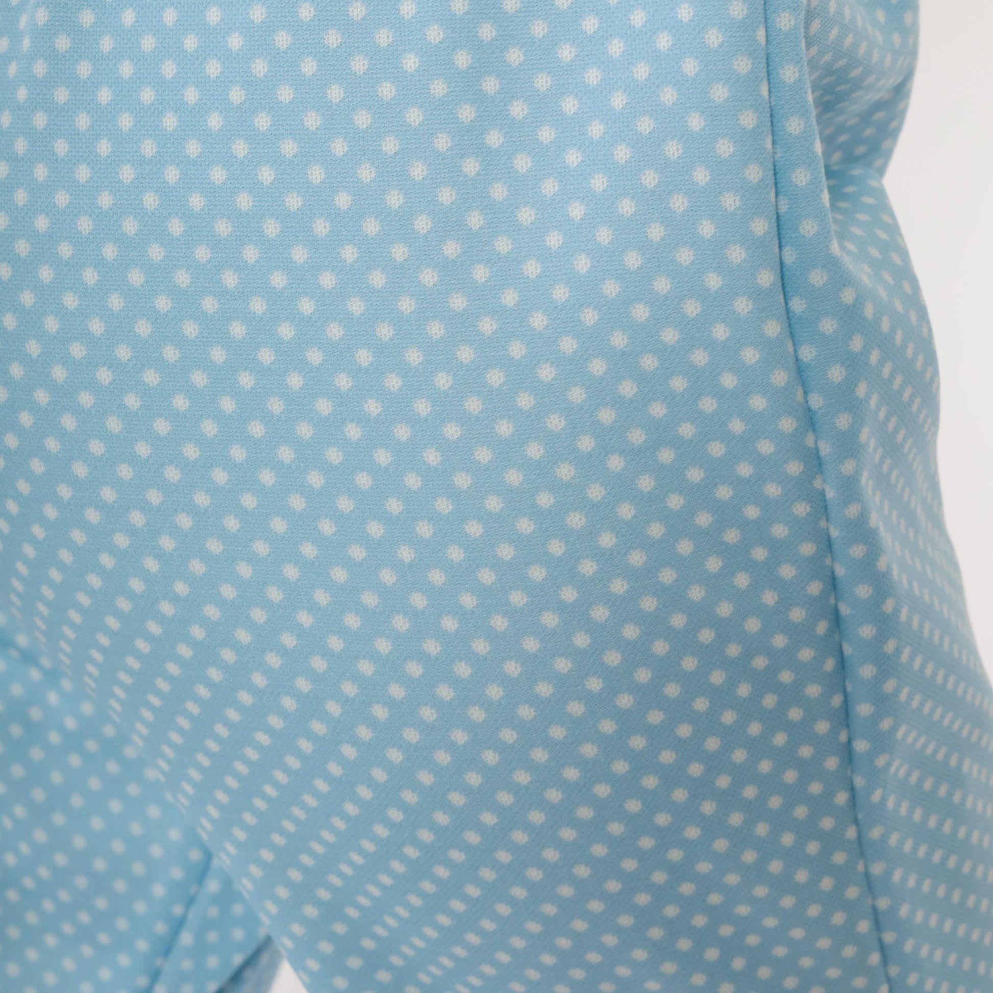 70s Baby Blue Polka Dot Flared Pants High Waist Elastic Small