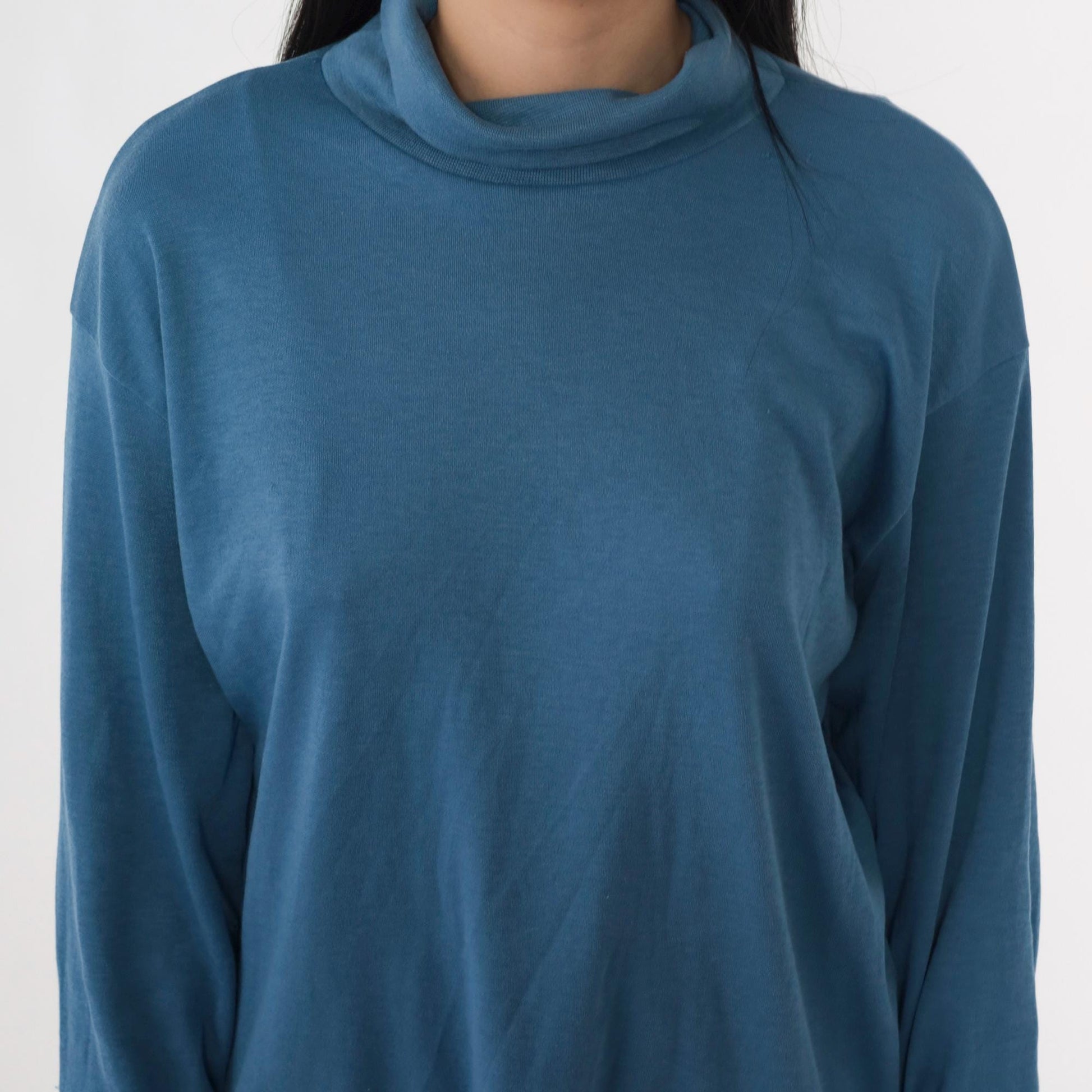 80s Bobbie Brooks Blue Turtleneck Long Sleeve Top Extra Large XL