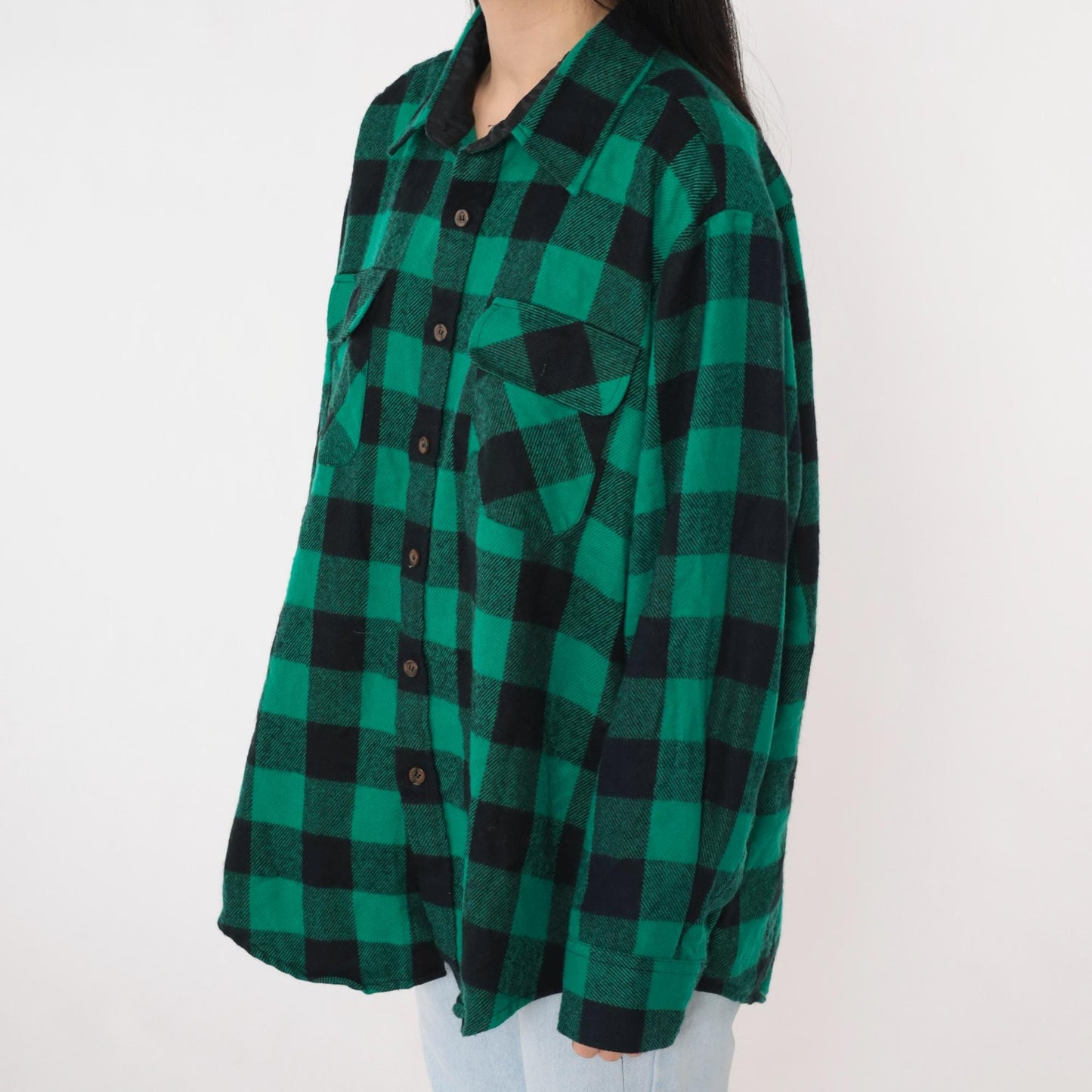 80s Big Yank Buffalo Plaid Shirt Green Button Up Long Sleeve Extra Large XL