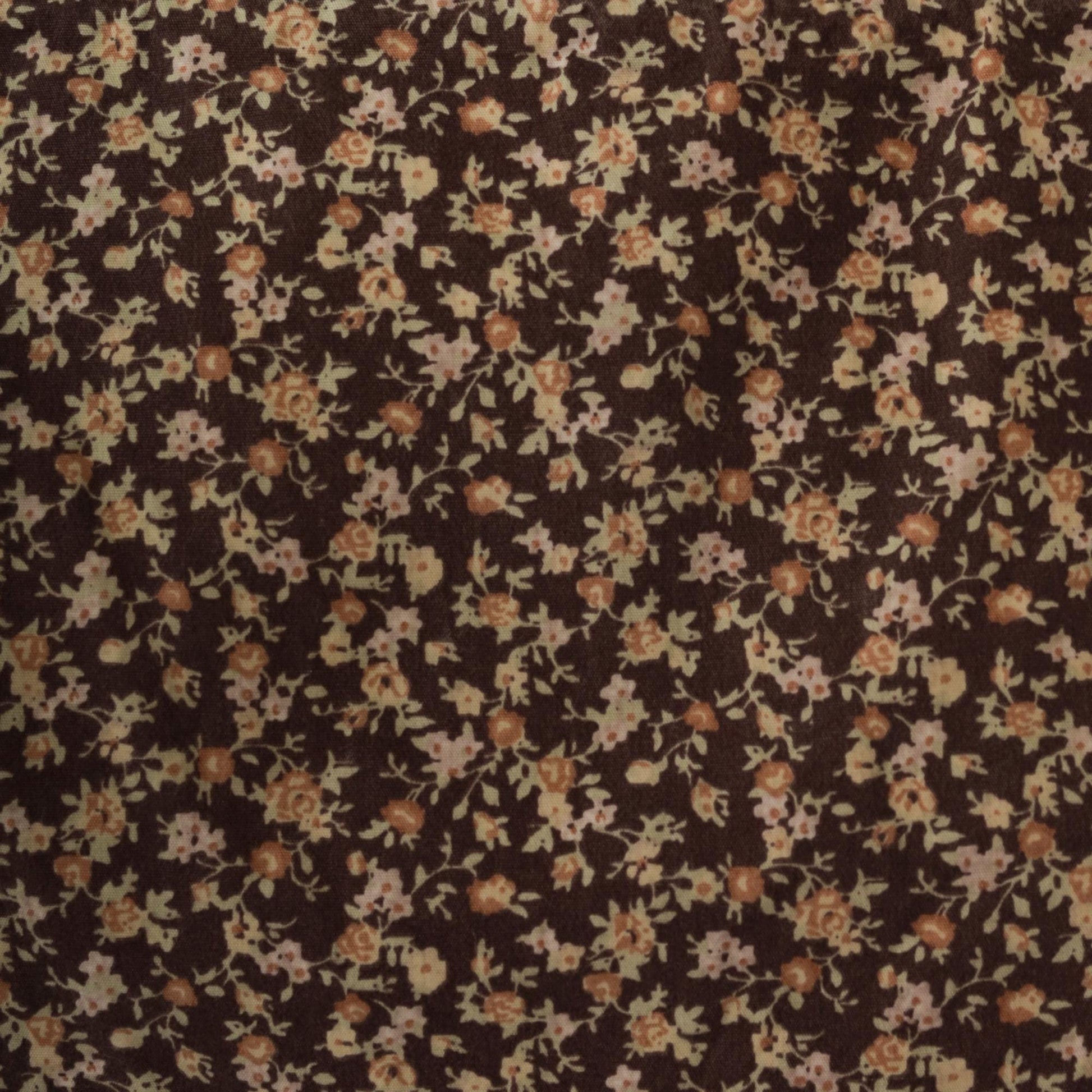 90s Brown Calico Floral A-Line Spaghetti Strap Dress Knee Length Medium