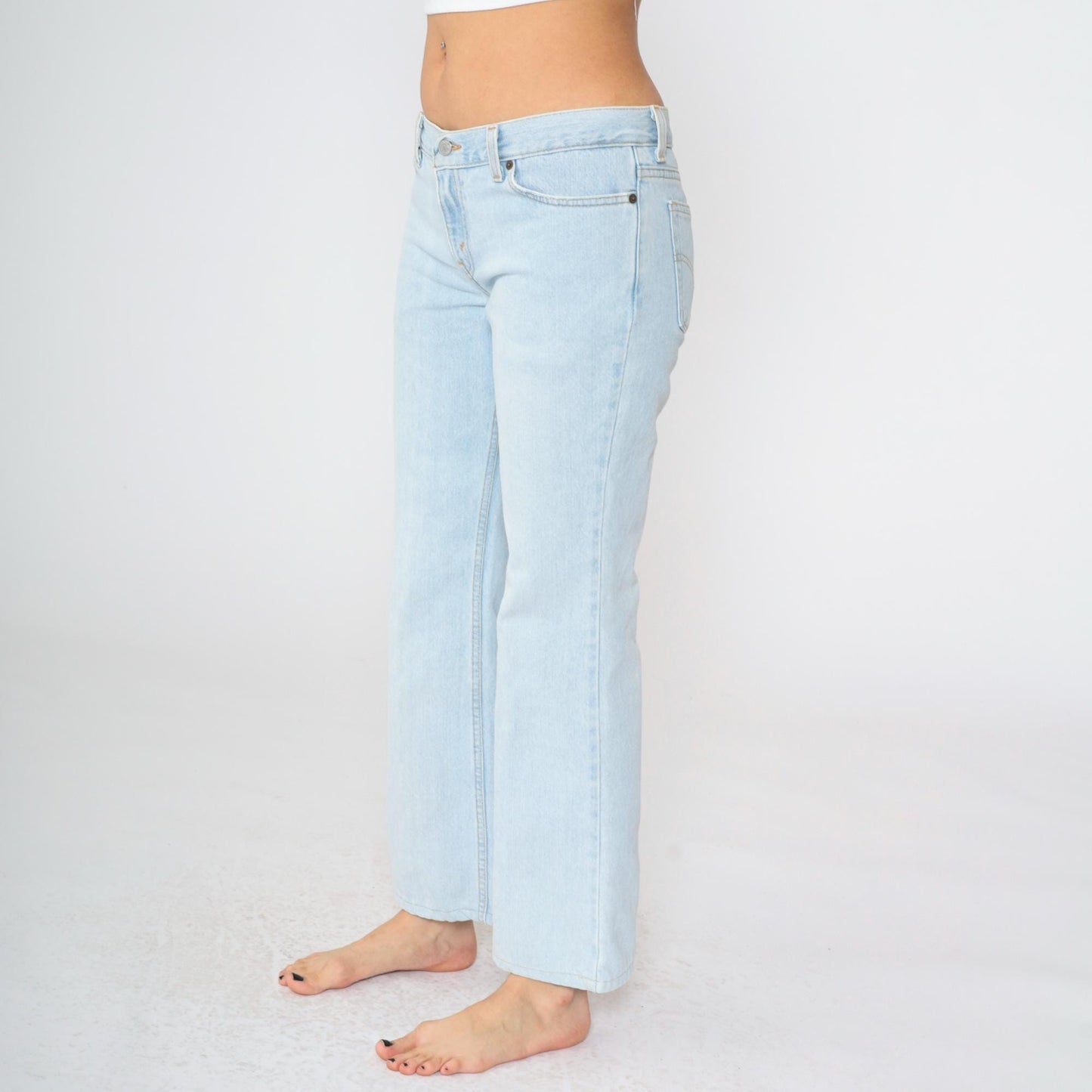 90s Levis 518 Superlow Bootcut Jeans Light Blue Denim Size 9 Junior