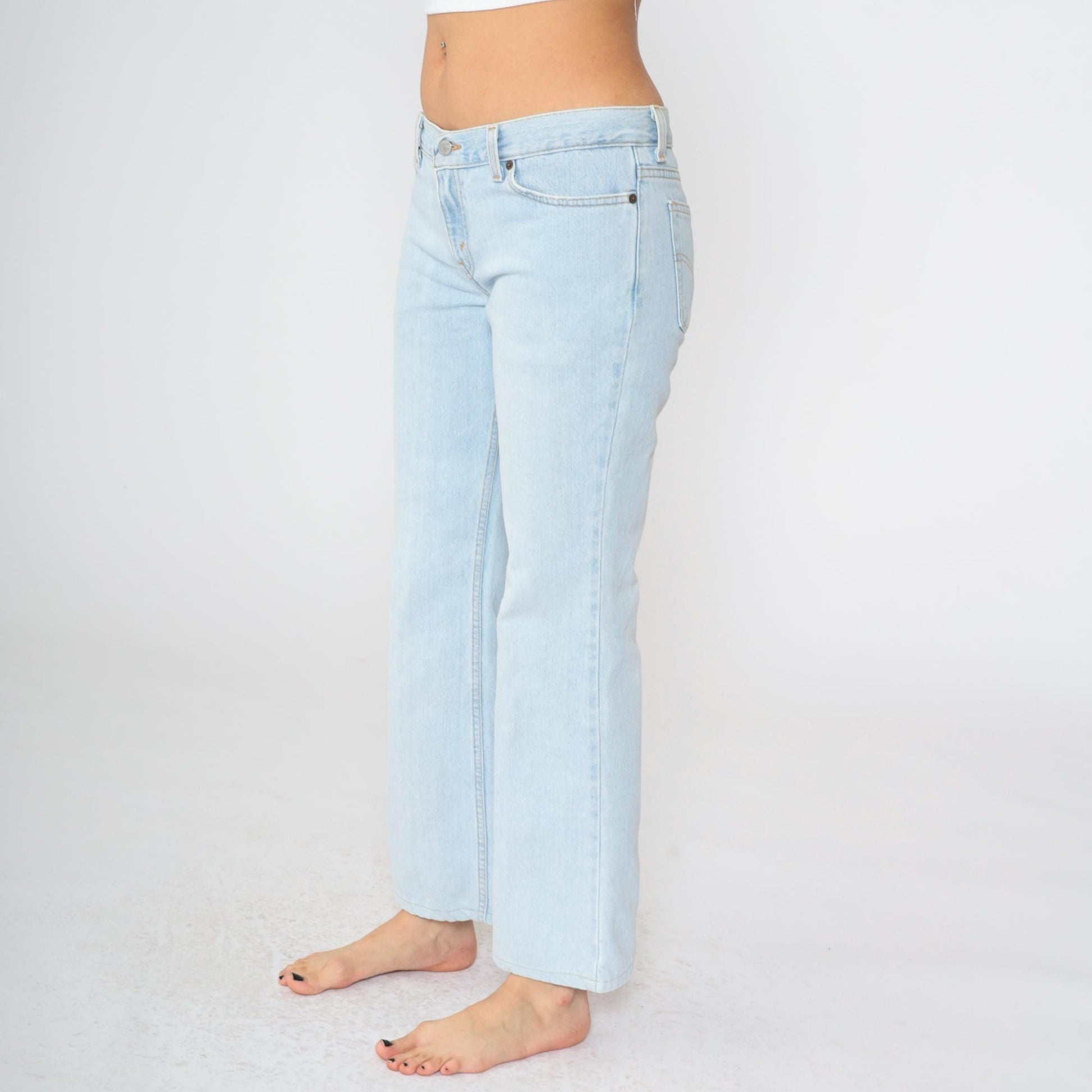 90s Levis 518 Superlow Bootcut Jeans Light Blue Denim Size 9 Junior