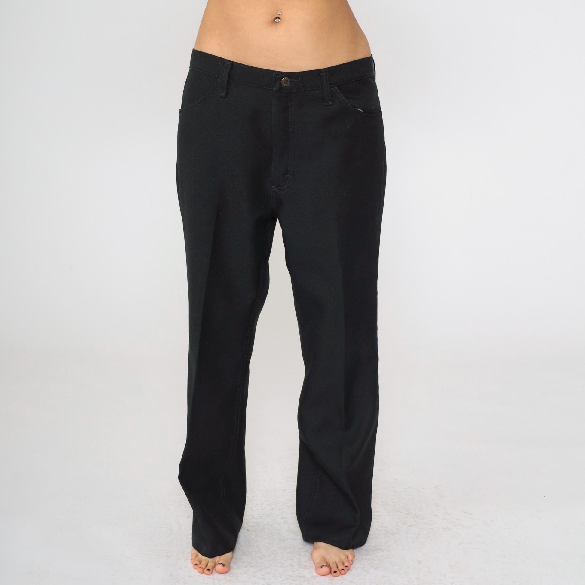 90s Wrangler Black Straight Leg Trousers High Rise Creased Men's 38x29
