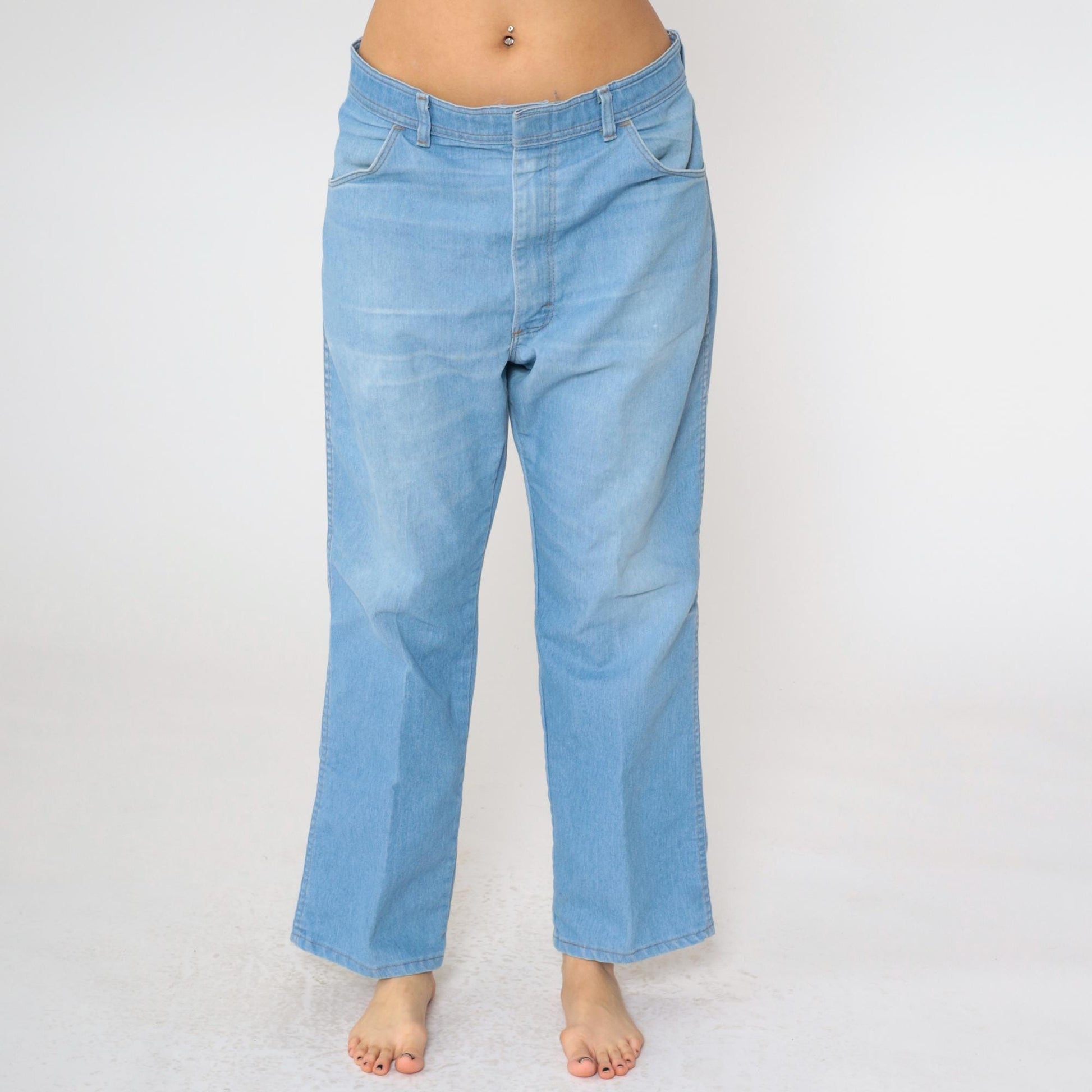 90s Wrangler Men's Straight Leg High Rise Jeans Blue 38x29