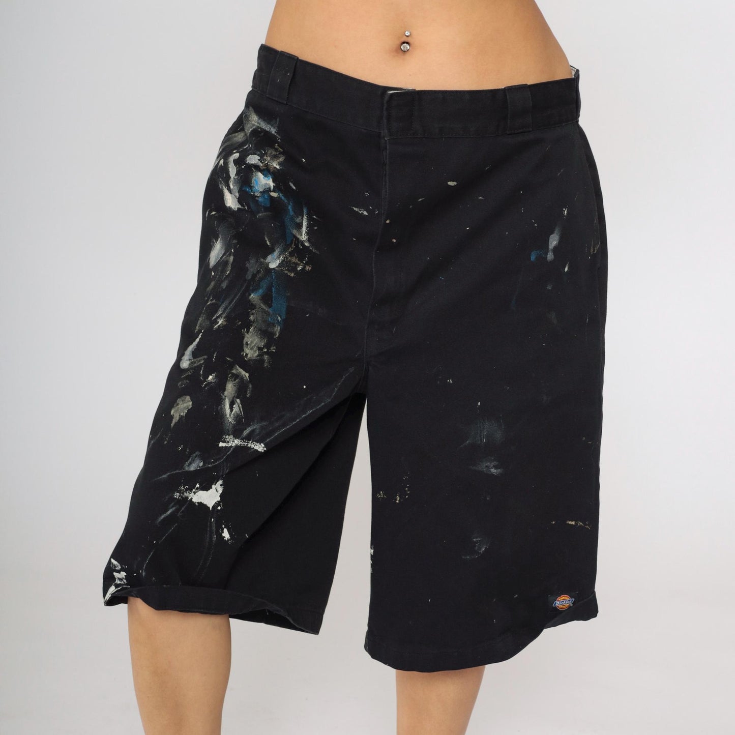 Y2K Dickies Painter Shorts Black Paint Splatter Workwear Men's 40