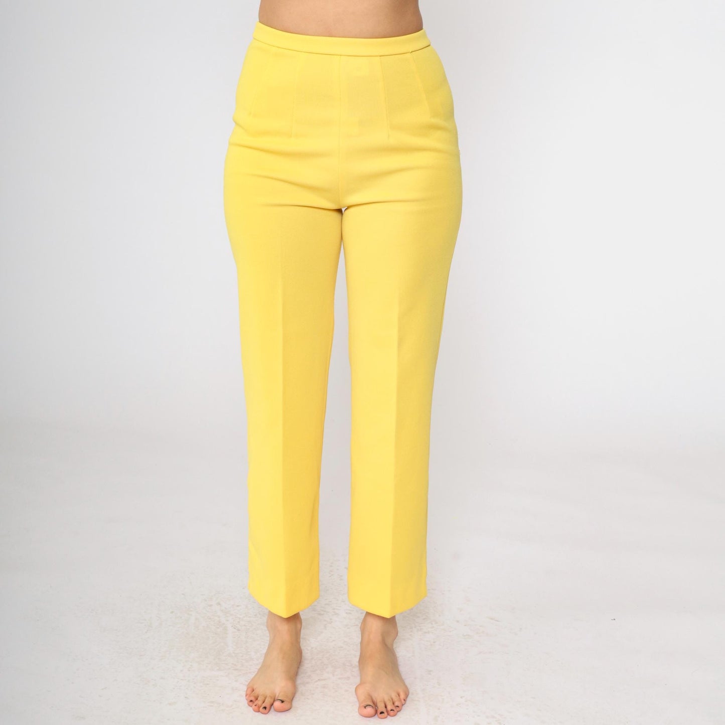 70s Yellow High-Rise Tapered Trousers Small